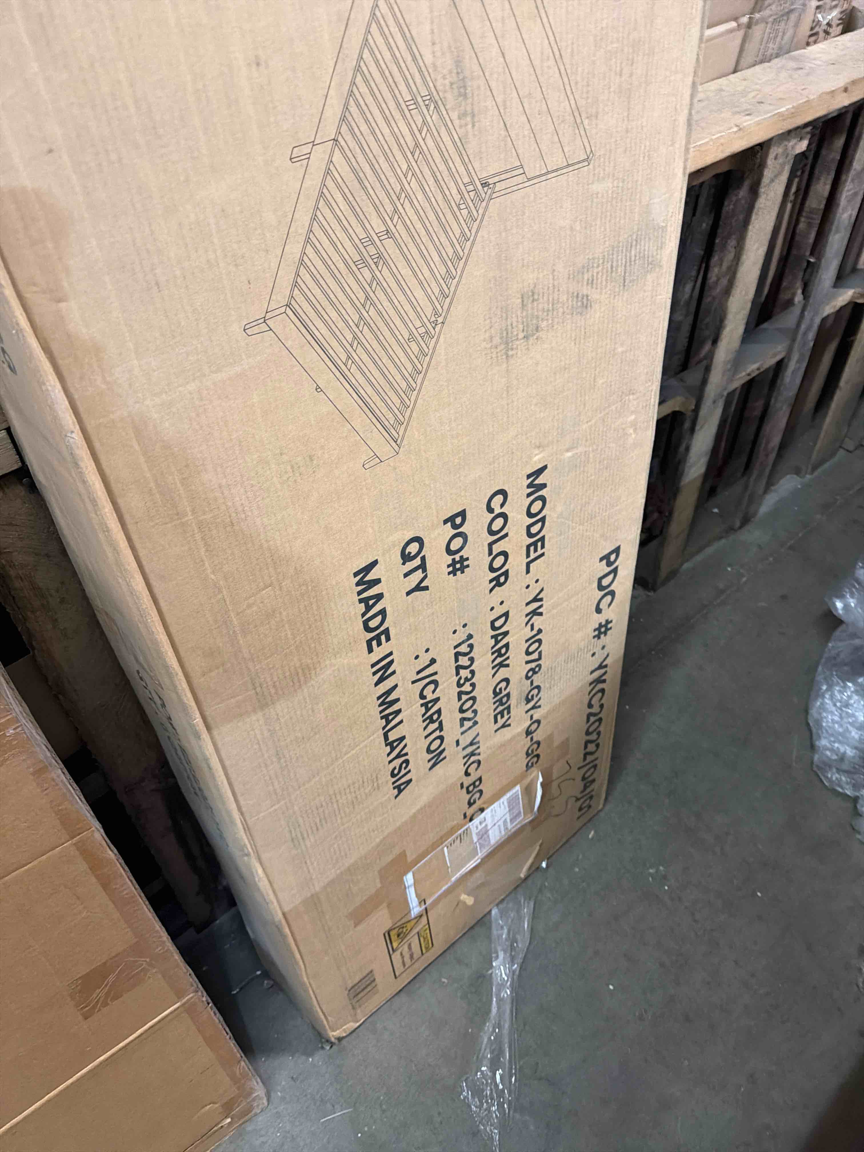 Condition photo showing New/Like New for container furniture direct modern panel upholstered platform bed, full size, beige