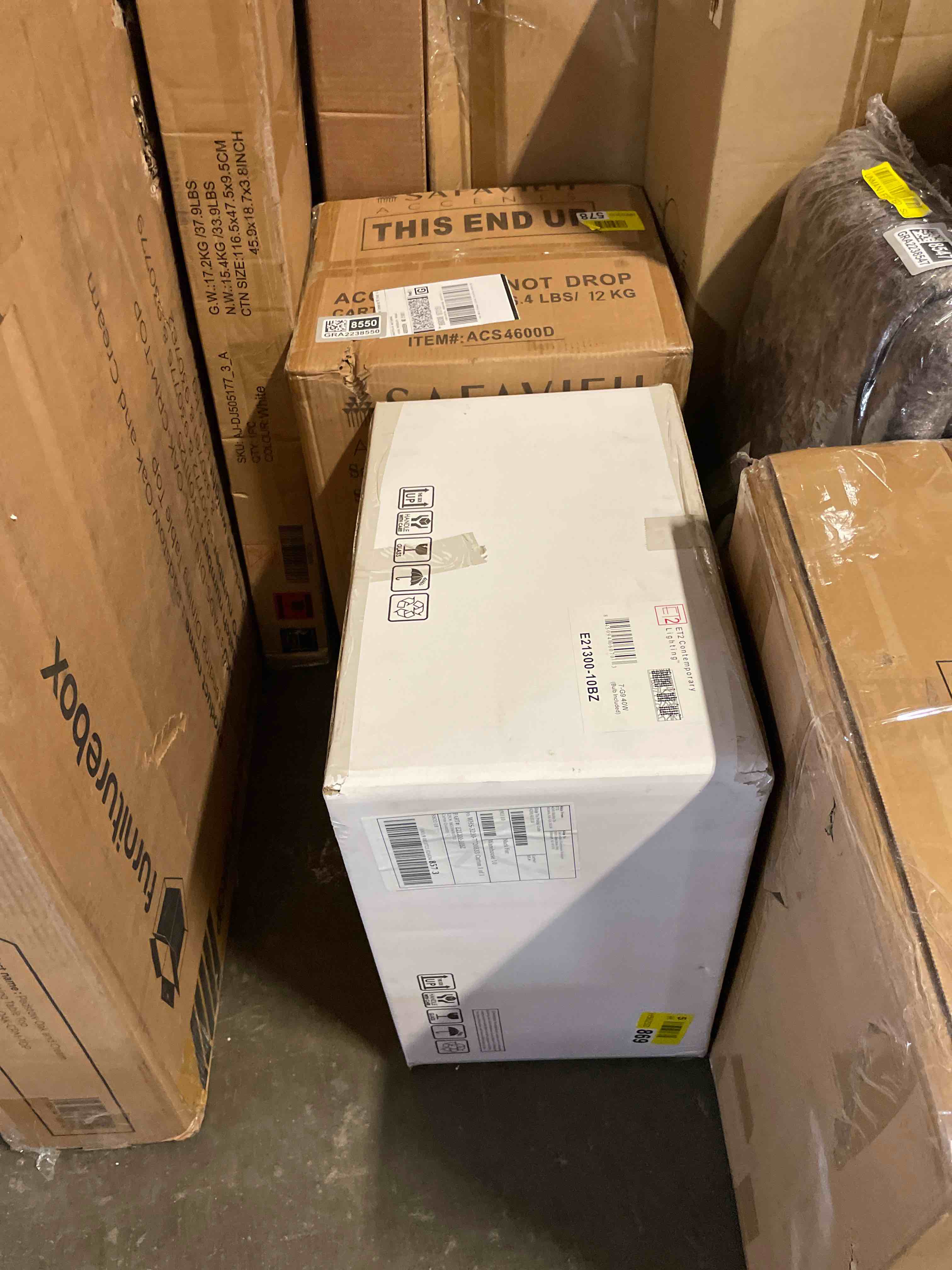 Condition photo showing New/Like New for et2 e21300-10bz i inca collection xenon seven light laser-cut sheath with crystal drum ceiling flush mount - bronze finish i 2900k i modern contemporary ceiling light fixture i