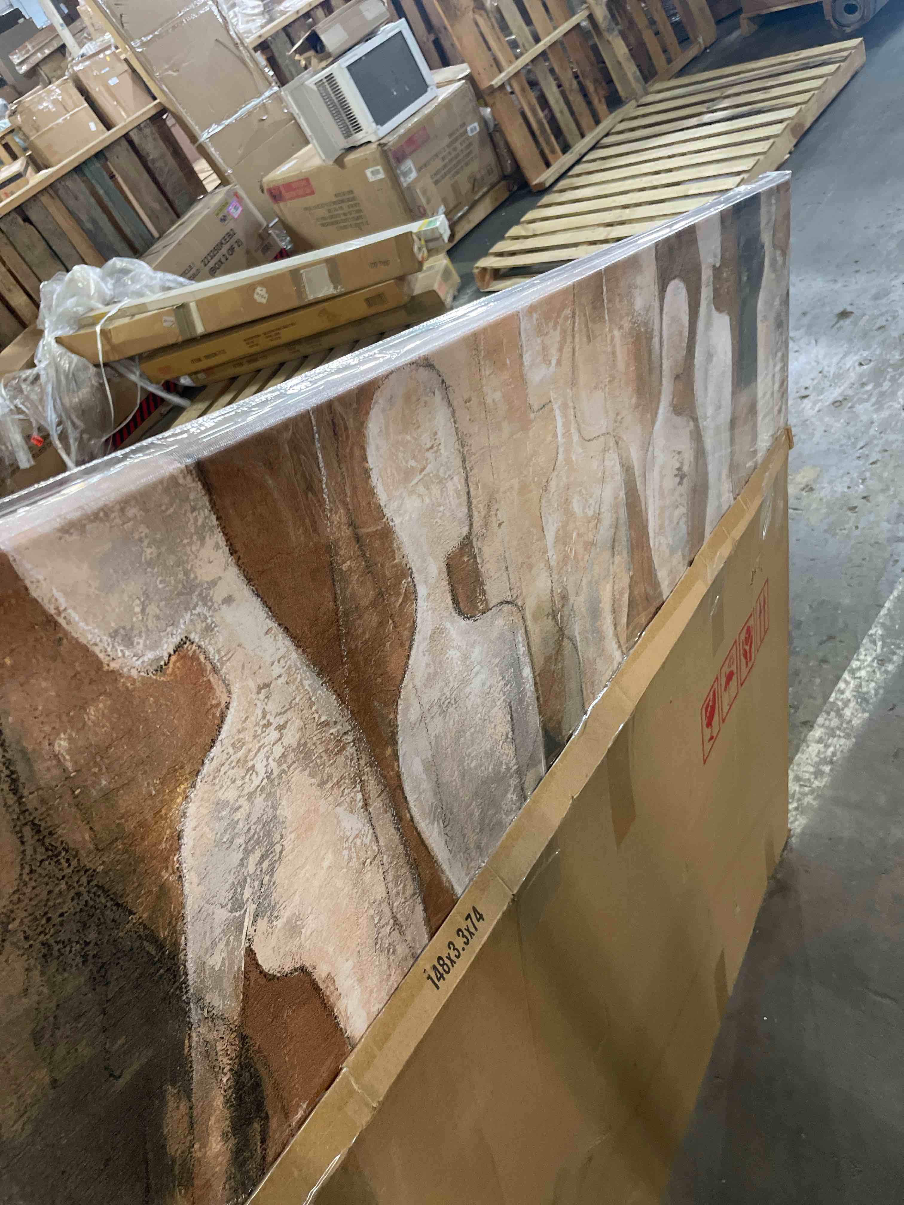 Condition photo showing New/Like New for chudanhao black line wall decor brown canvas wall art figure wall decorations 29"x58" large pictures for living room artwork for office 58"l x 29"w brown