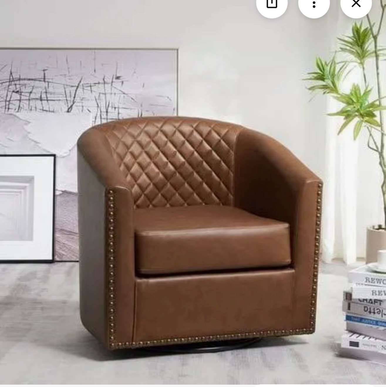 Vegan Leather Swivel Armchair