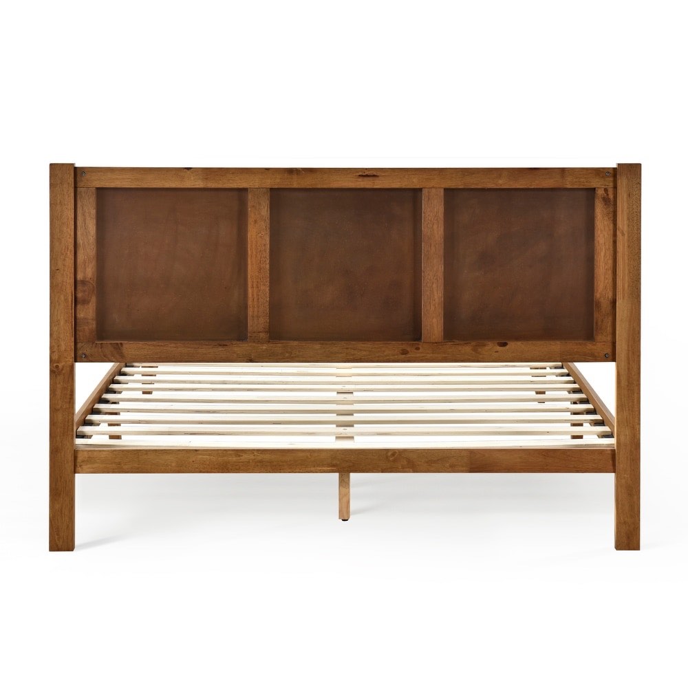Elly Queen Walnut Solid Rubberwood Platform Bed Frame. Middle panel on headboard needs resealed, otherwise quality bed frame. 
