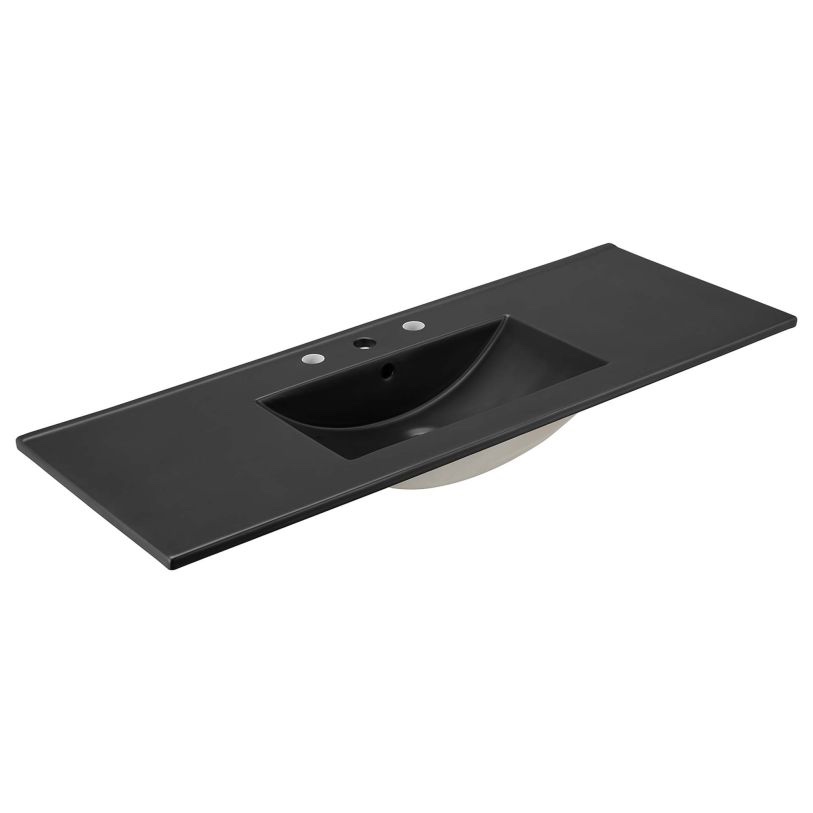 Modway Cayman 48in Single Basin Bathroom Sink in Black EEI-5072-BLK (New in Box- Condition Verified) 6.5 H x 47.5 W x 18.5 D