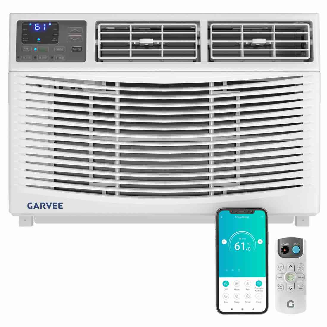 Condition photo showing New/Like New for garvee 12000 btu window air conditioner with heater 7-in-1 cooling, heating, dehumidifier, fan, wifi remote alexa & search engine compatible us standard with wifi (in box) 19.76 d x 24.02 w x 15.16 h