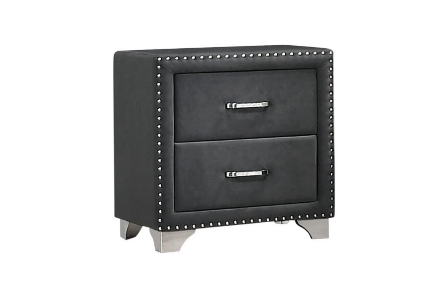 Condition photo showing New/Like New for melody upholstered 2-drawer nightstand grey