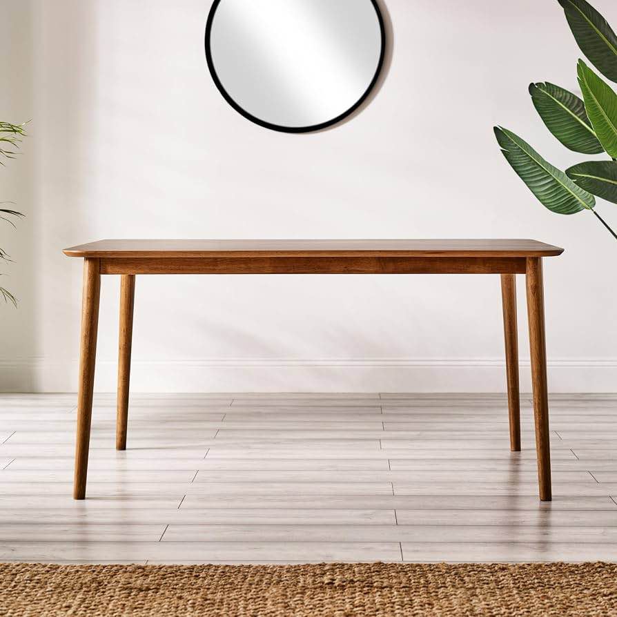 Condition photo showing New/Like New for lynton large walnut solid wood dining table (new in box) 59.06 x 35.43 x 29.33 inches