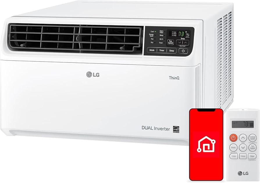 6,000 btu dual inverter smart wi-fi enabled window air conditioner (new in box) 24.5"d x 19.56"w x 12.38"h