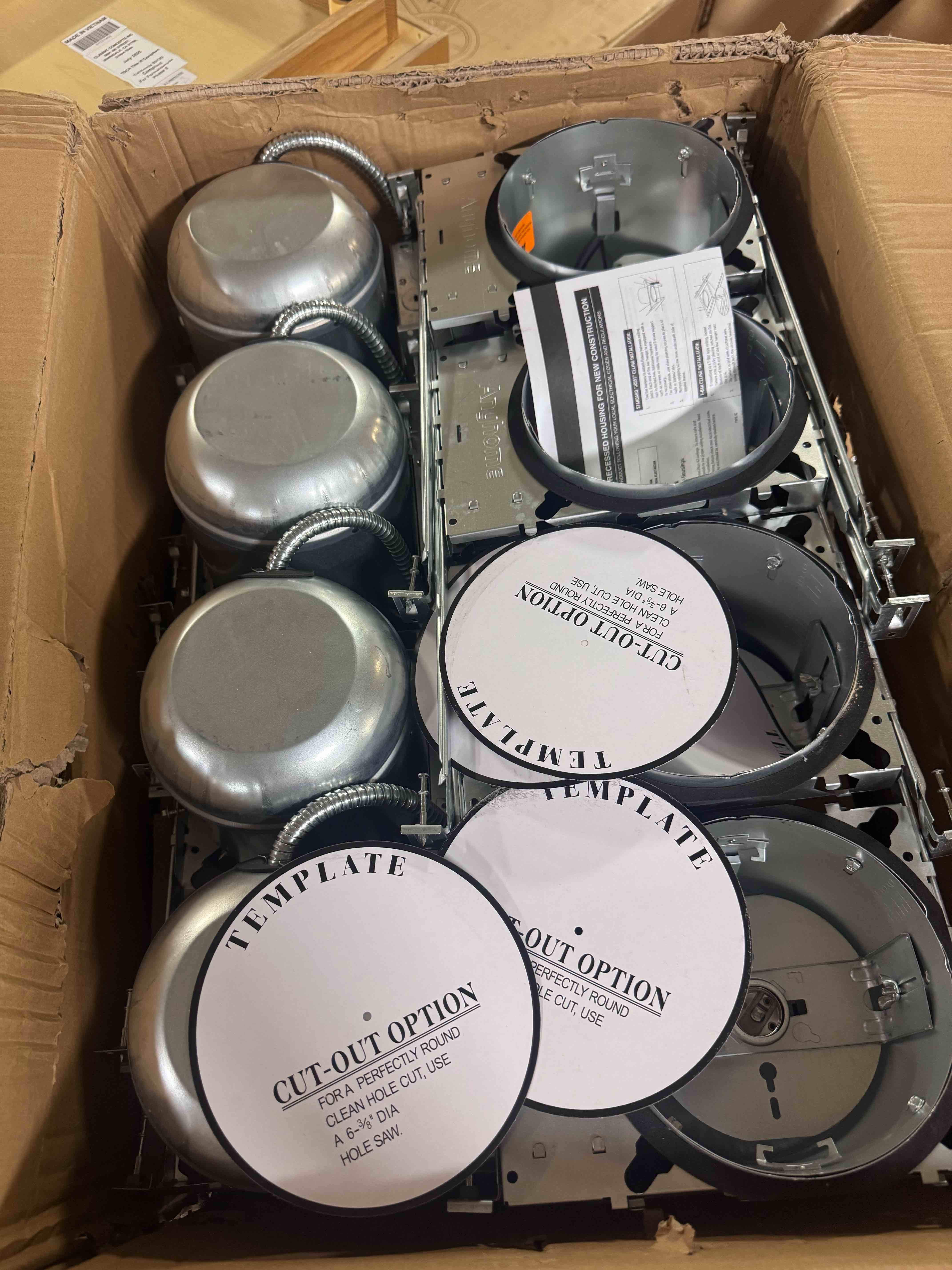 Condition photo showing New/Like New for anyhome 24 pack 6 inch recessed lighting housing,can light housing,new construction recessed lighting,ic rated & air tight,tp24 (new in box)