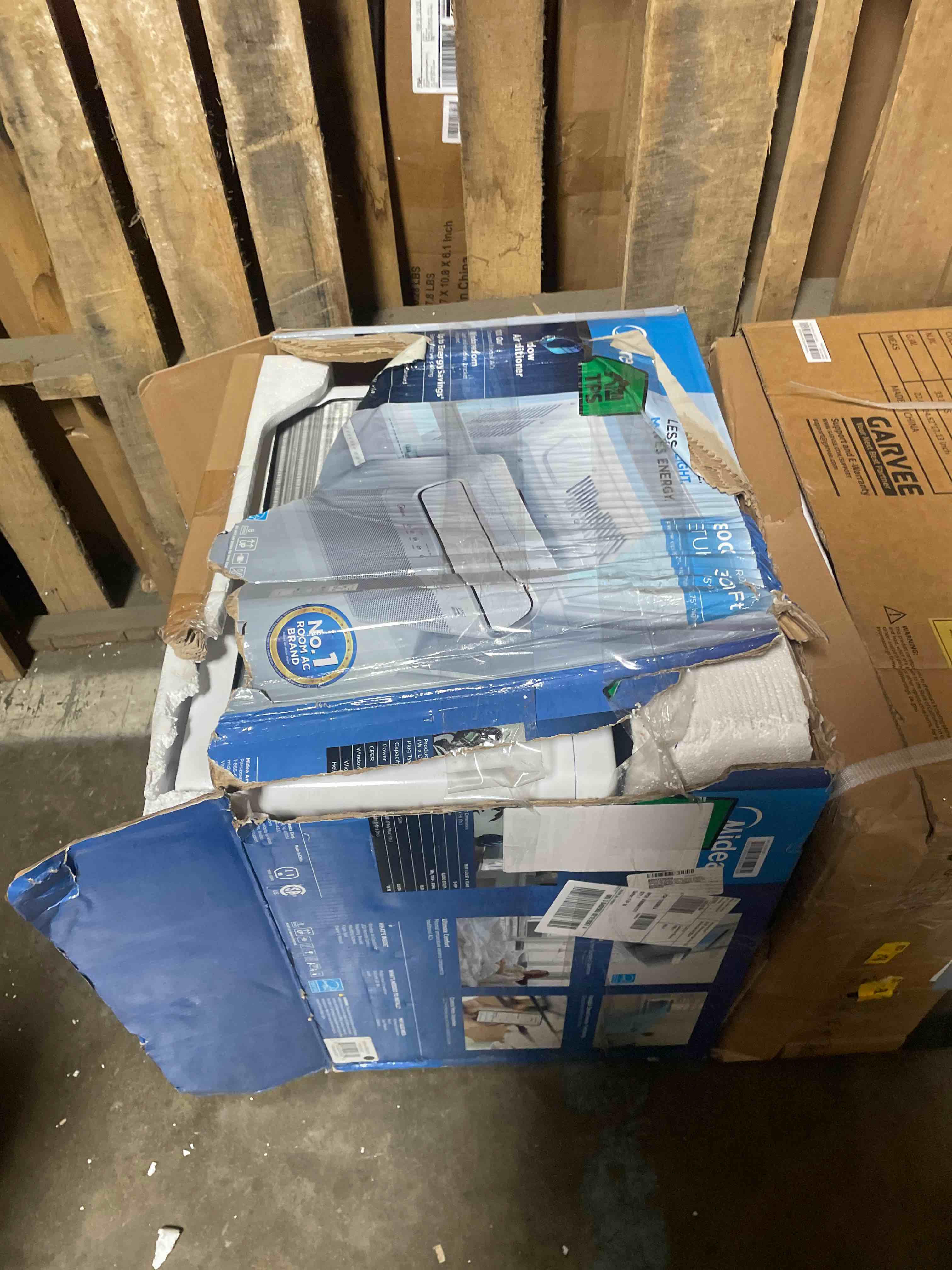 Condition photo showing As Is for midea 8000 btu doe u-shaped smart window air conditioner with energy star for spaces up to 350 sq ft