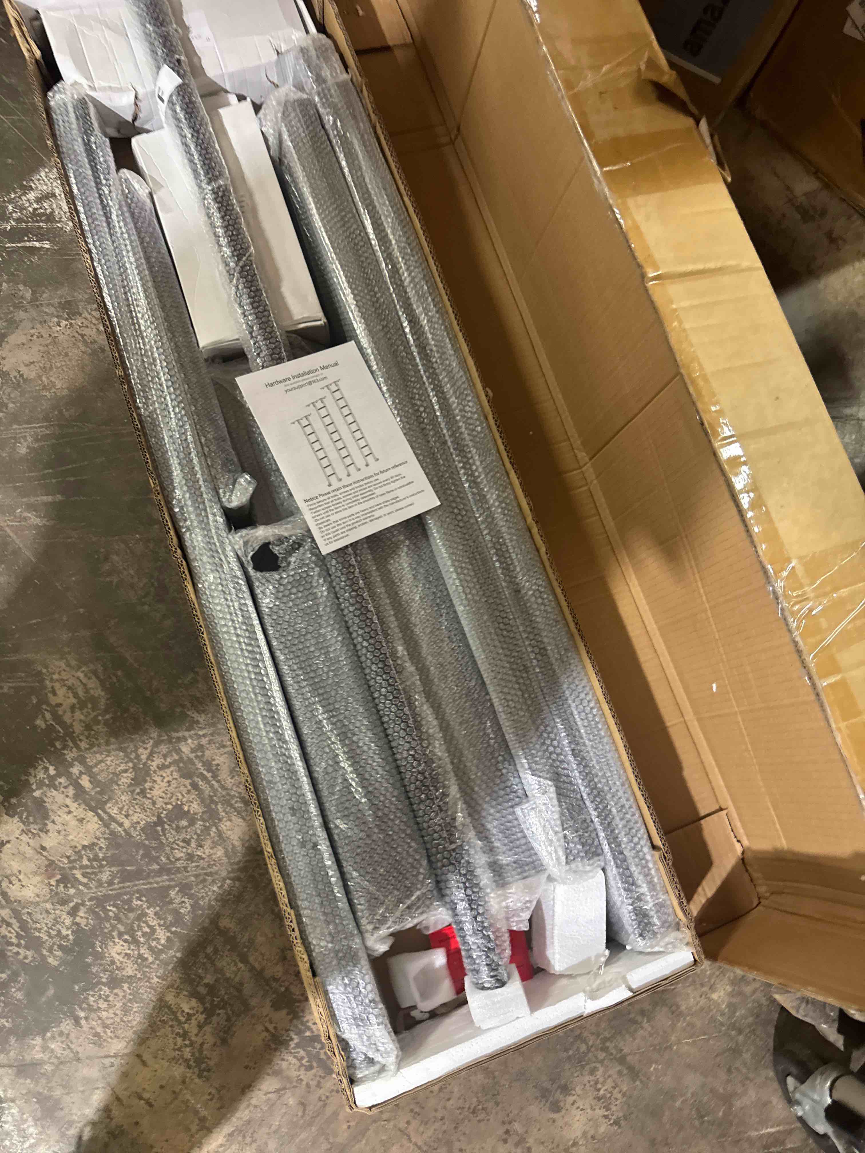 Condition photo showing New/Like New for 87" telescopic aluminum rolling step ladder,with 4ft hook ladder track kit ?( similar)
