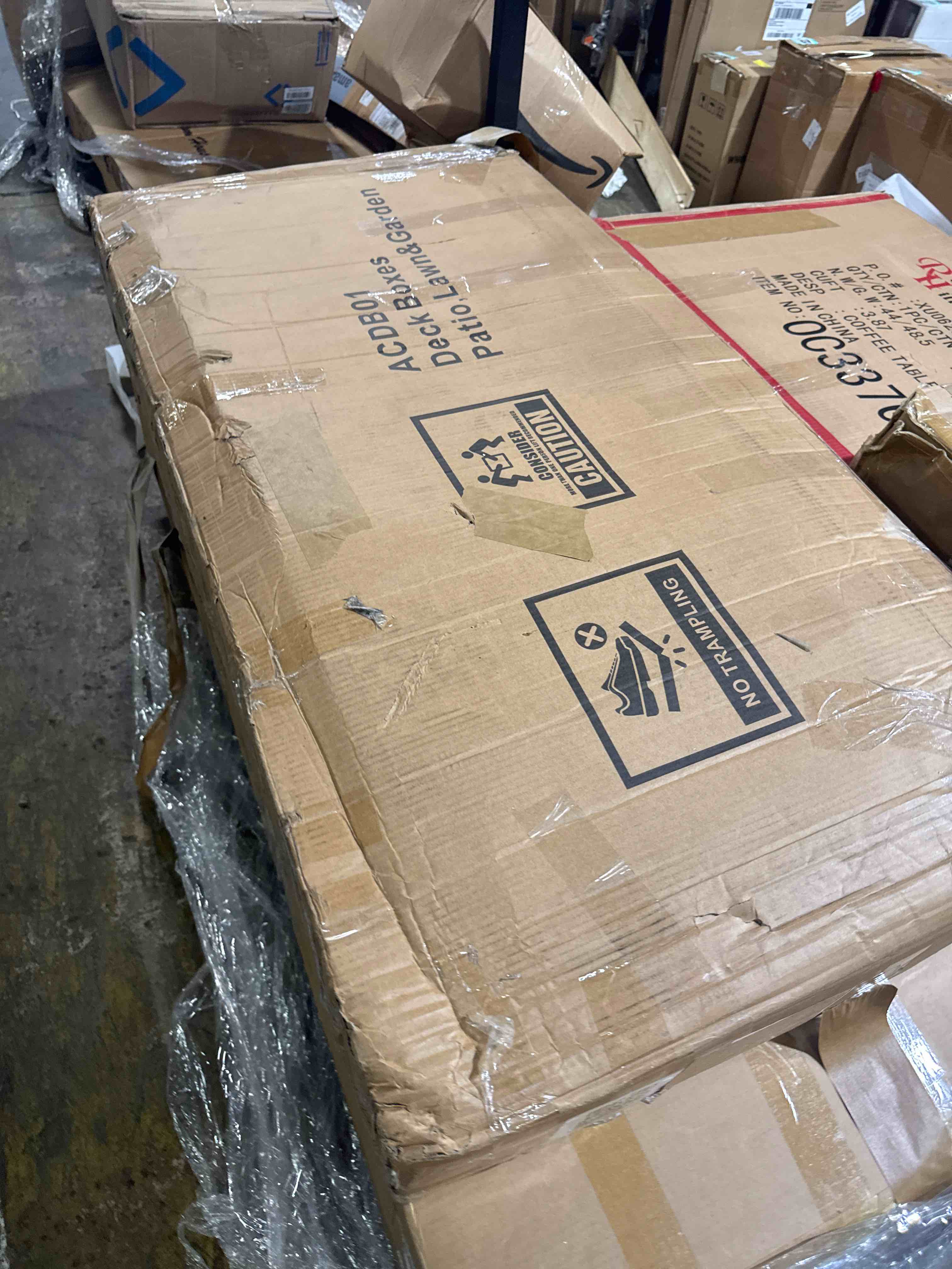 Condition photo showing New/Like New for 120 gallon deck box,lockable outdoor storage box gas lift,waterproof grey(similar)