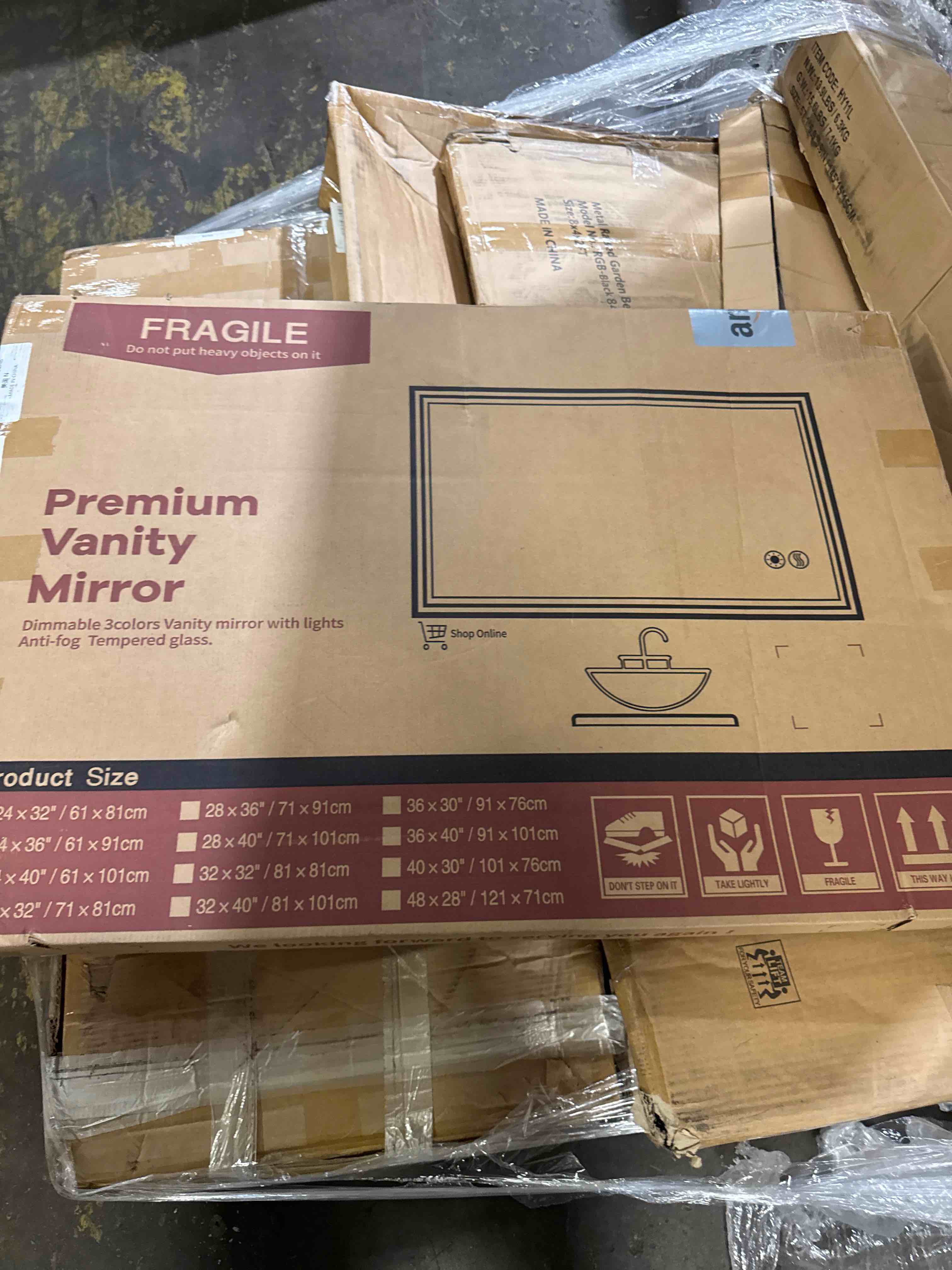Condition photo showing New/Like New for 24“ x 36” led bathroom mirror with lights front and backlit anti-fog dimmable 3 colors led mirror for bathroom memory function smart mirror wall mounted horizontal/vertical etl listed 24"l x 36"w