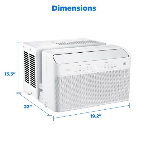 Condition photo showing New/Like New for midea 12000 btu doe smart inverter u-shaped window air conditioner with energy star 550 sq. ft. (new in box) 13.46 inches (h) x 19.17 inches (w) x 21.97 inches (d)