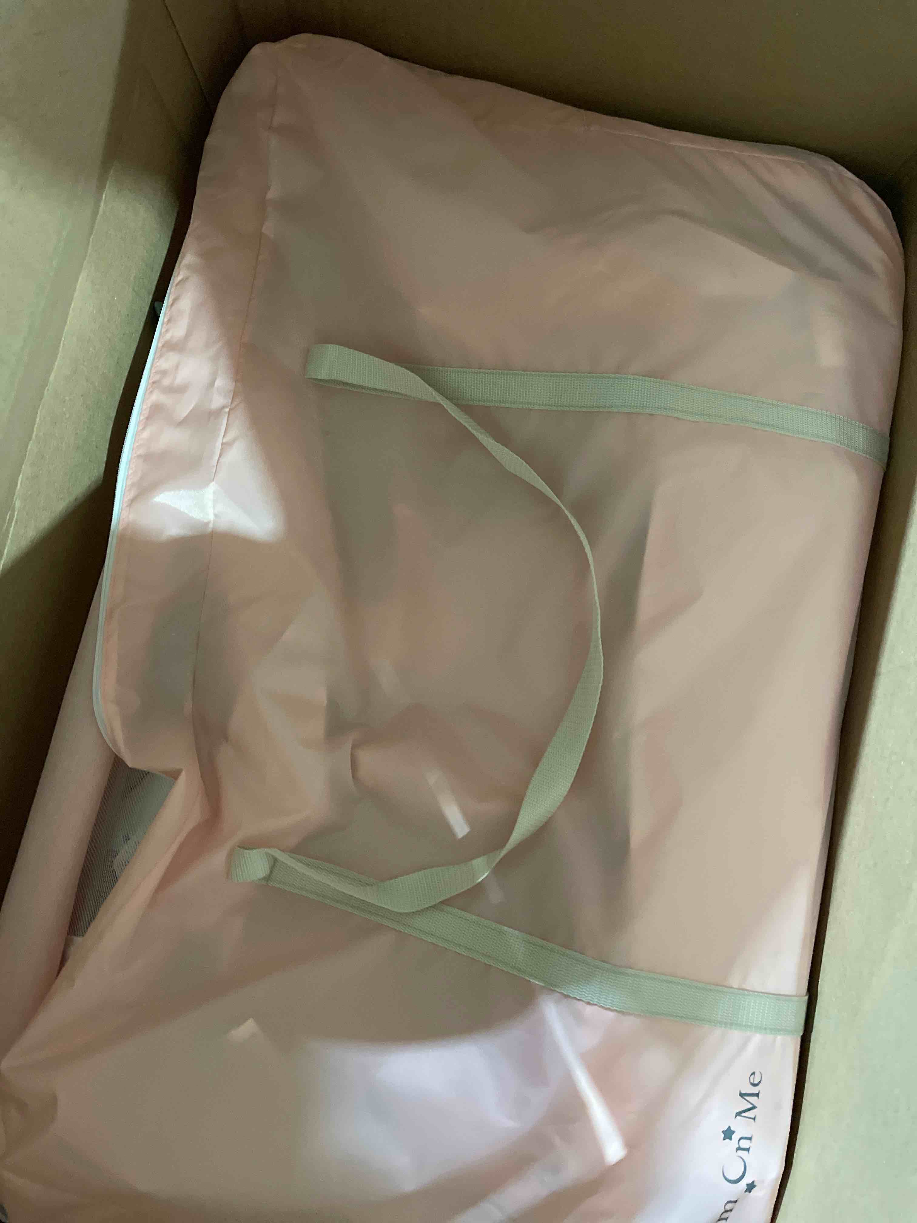 Condition photo showing As Is for cowiewie bassinet bedside sleeper, breathable baby bedside bassinet and mattress, lightweight and portable for bedside sleeping (pink) (used)