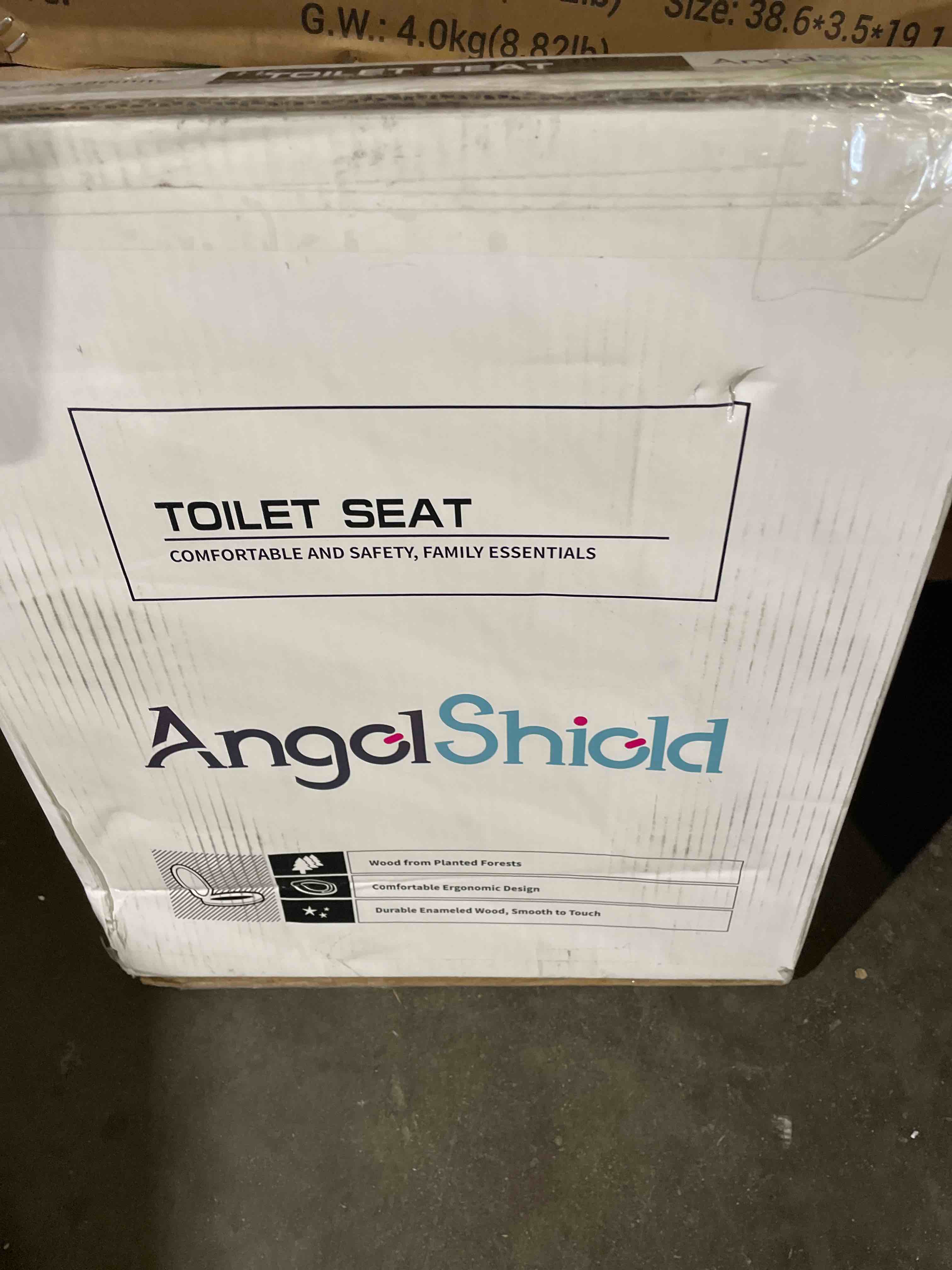 Condition photo showing New/Like New for white round toilet seat natural wood toilet seat with zinc alloy hinges, easy to install also easy to clean, scratch resistant toilet seat by angol shiold (round, white) round white
