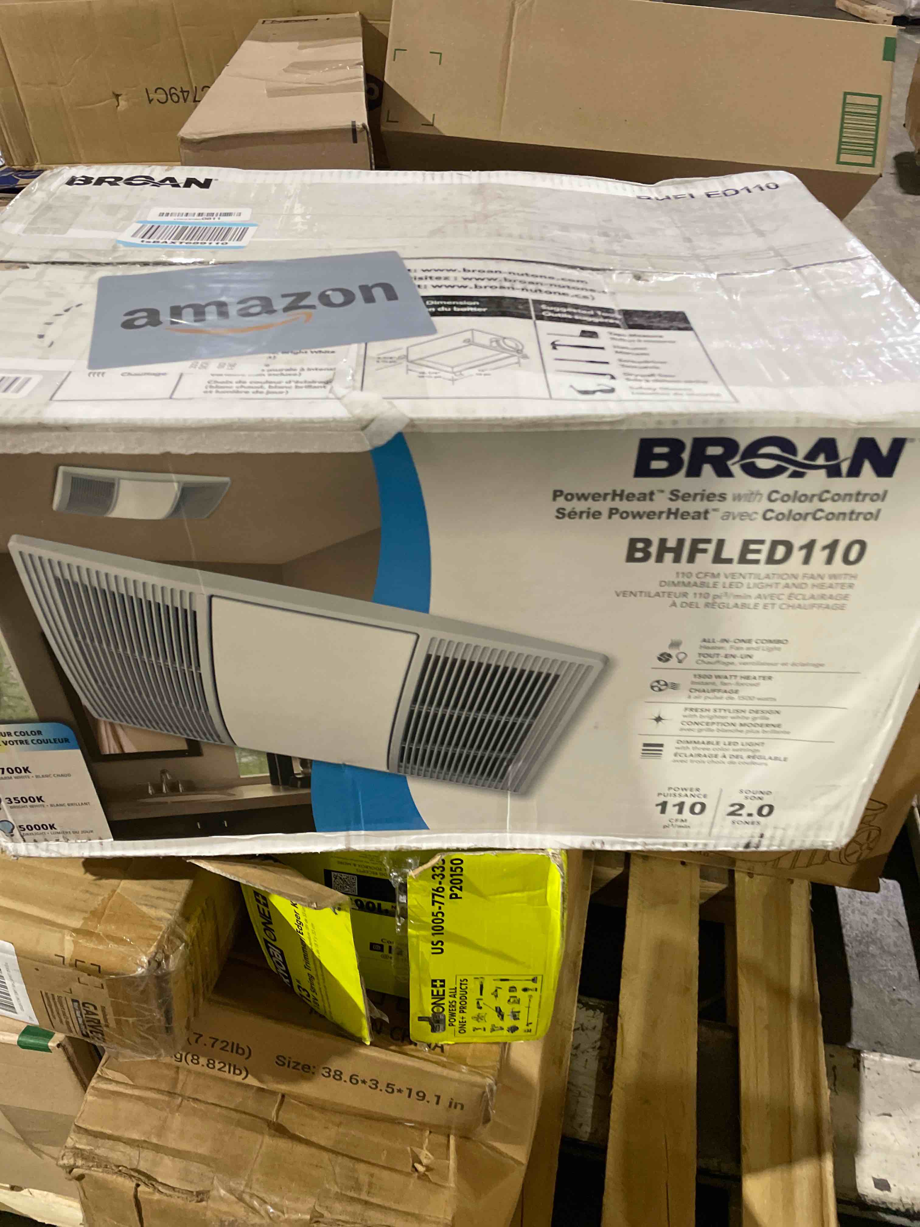 Condition photo showing New/Like New for broan-nutone bhfled110 powerheat bathroom exhaust fan, heater, and led light combination, 110 cfm 110 cfm led light fan and heater
