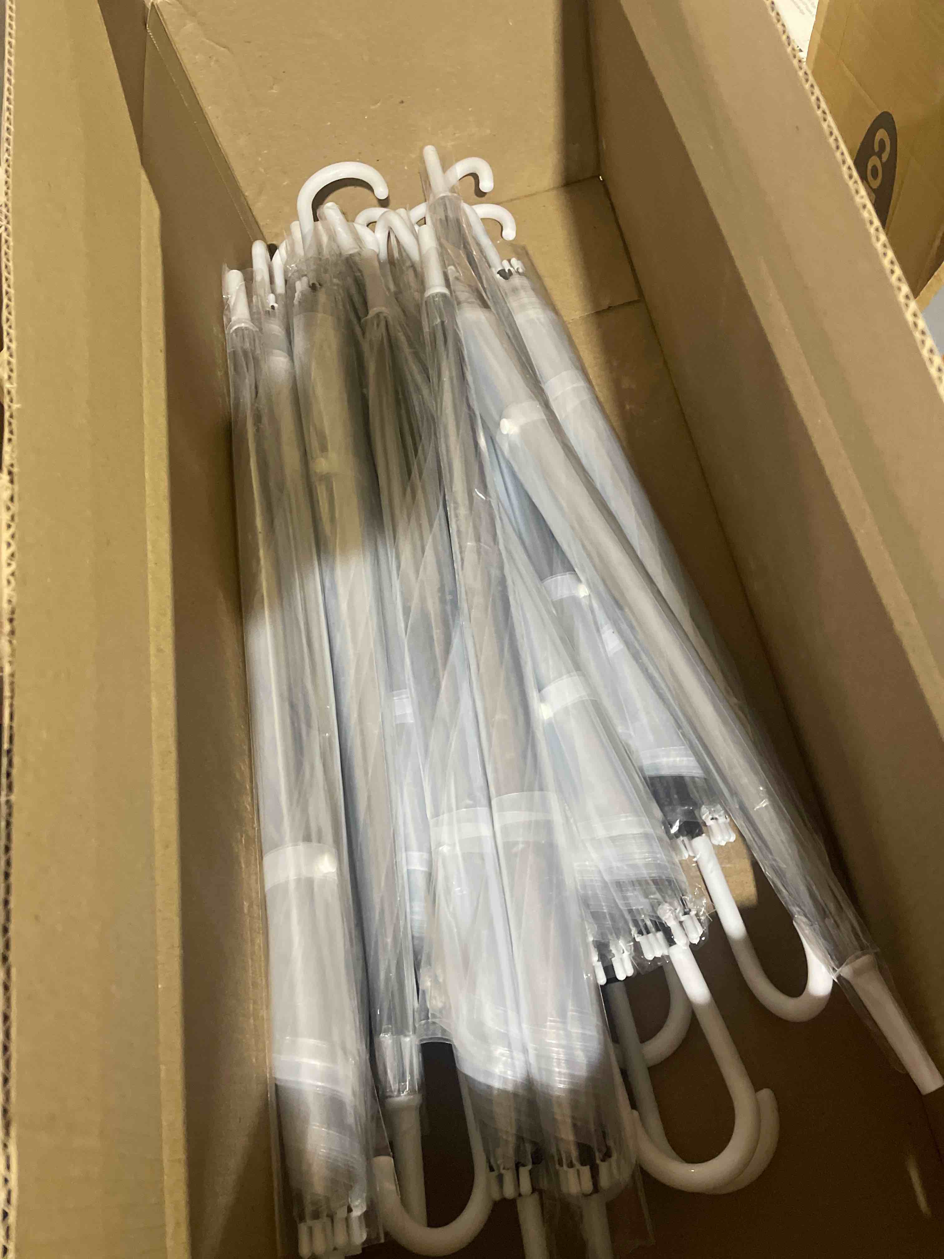 Condition photo showing New/Like New for 20 pack clear umbrella bulk, bulk umbrellas for wedding, transparent poe auto open rain umbrellas with stainless steel frame, large canopy for wedding photography & outdoor events and parties