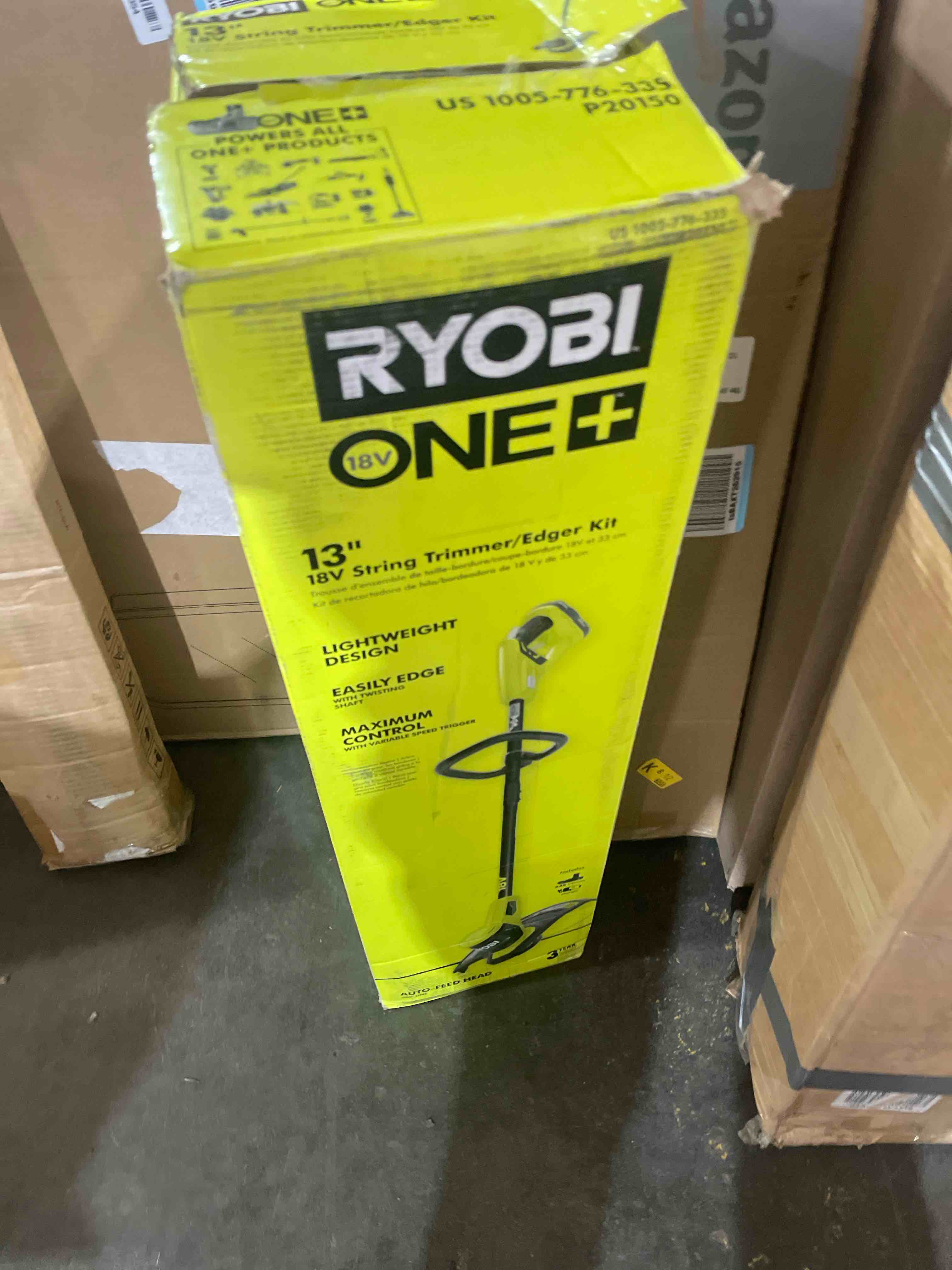 Condition photo showing As Is for ryobi 18v one+ 13"" string grass trimmer/edger kit with battery (renwed), green (used)