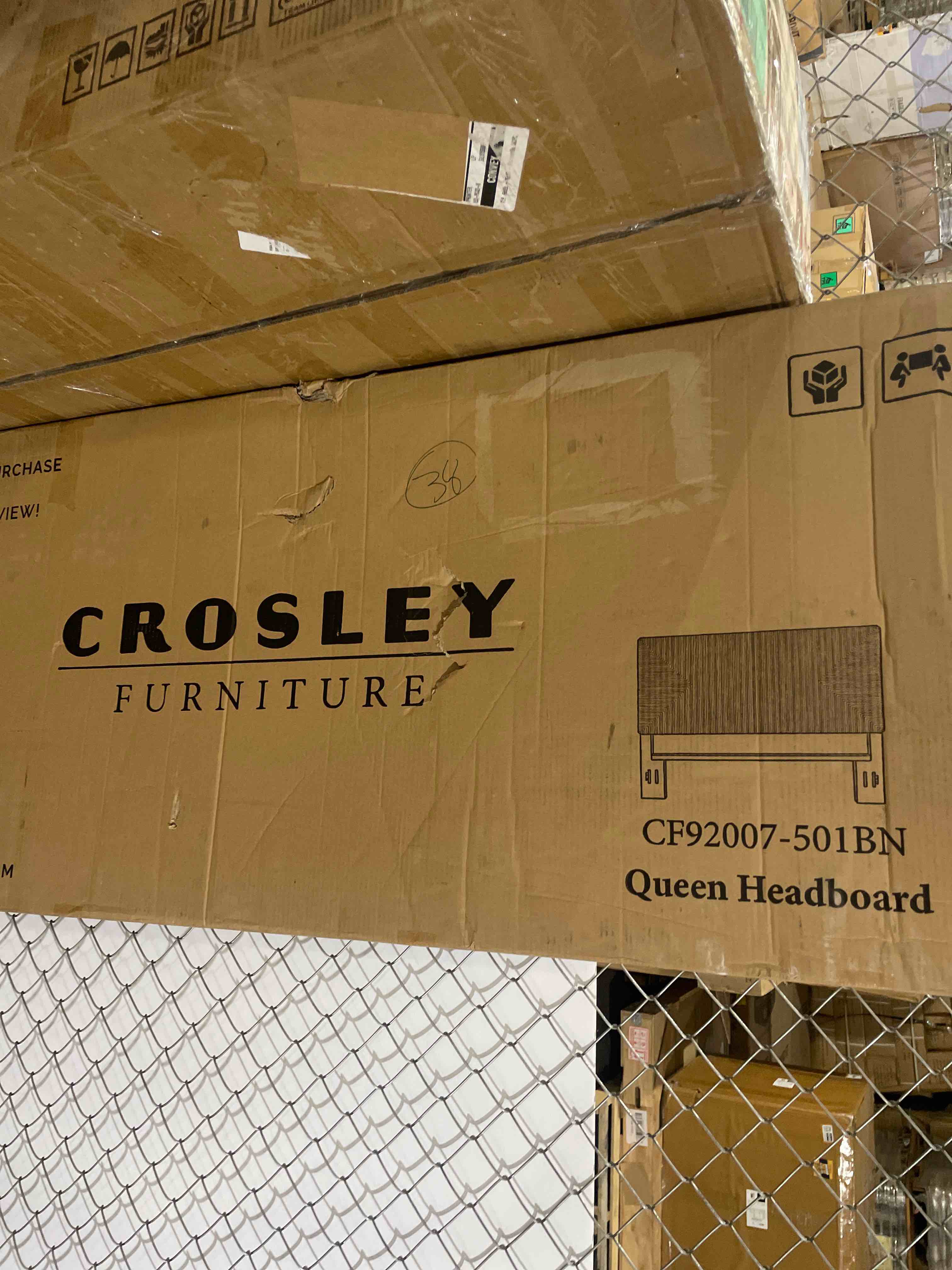 Condition photo showing New/Like New for crosley furniture marella handwoven natural fiber rattan headboard for queen size bed, banana leaf (only headboard)