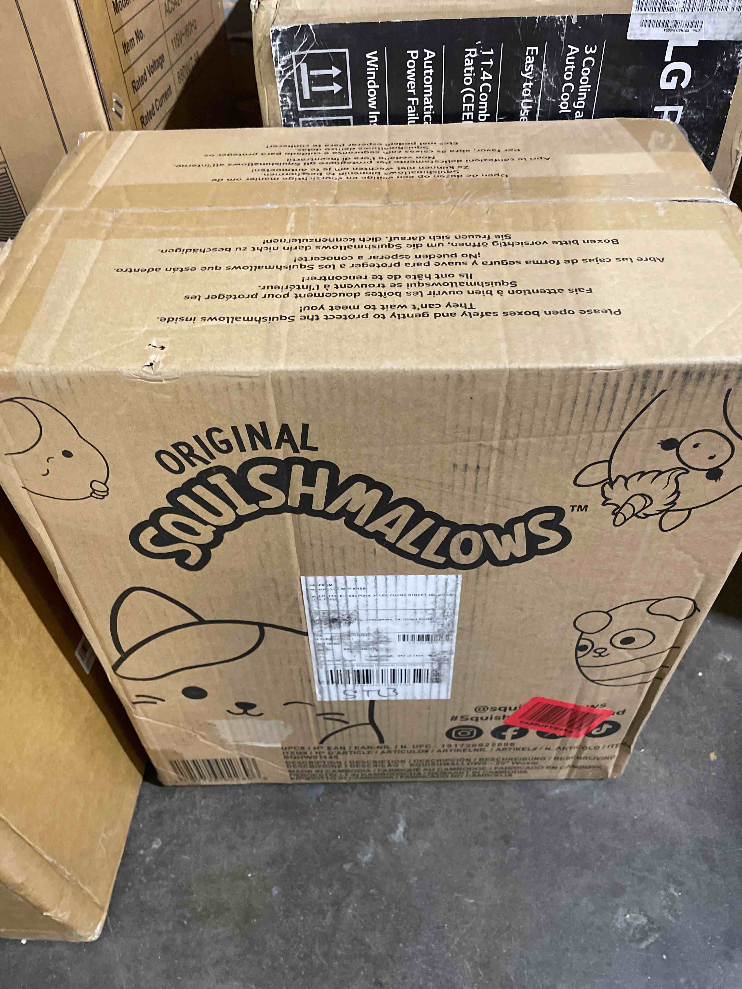 Condition photo showing New/Like New for squishmallows 12" magenta bigfoot in clown costume woxie medium plush halloween