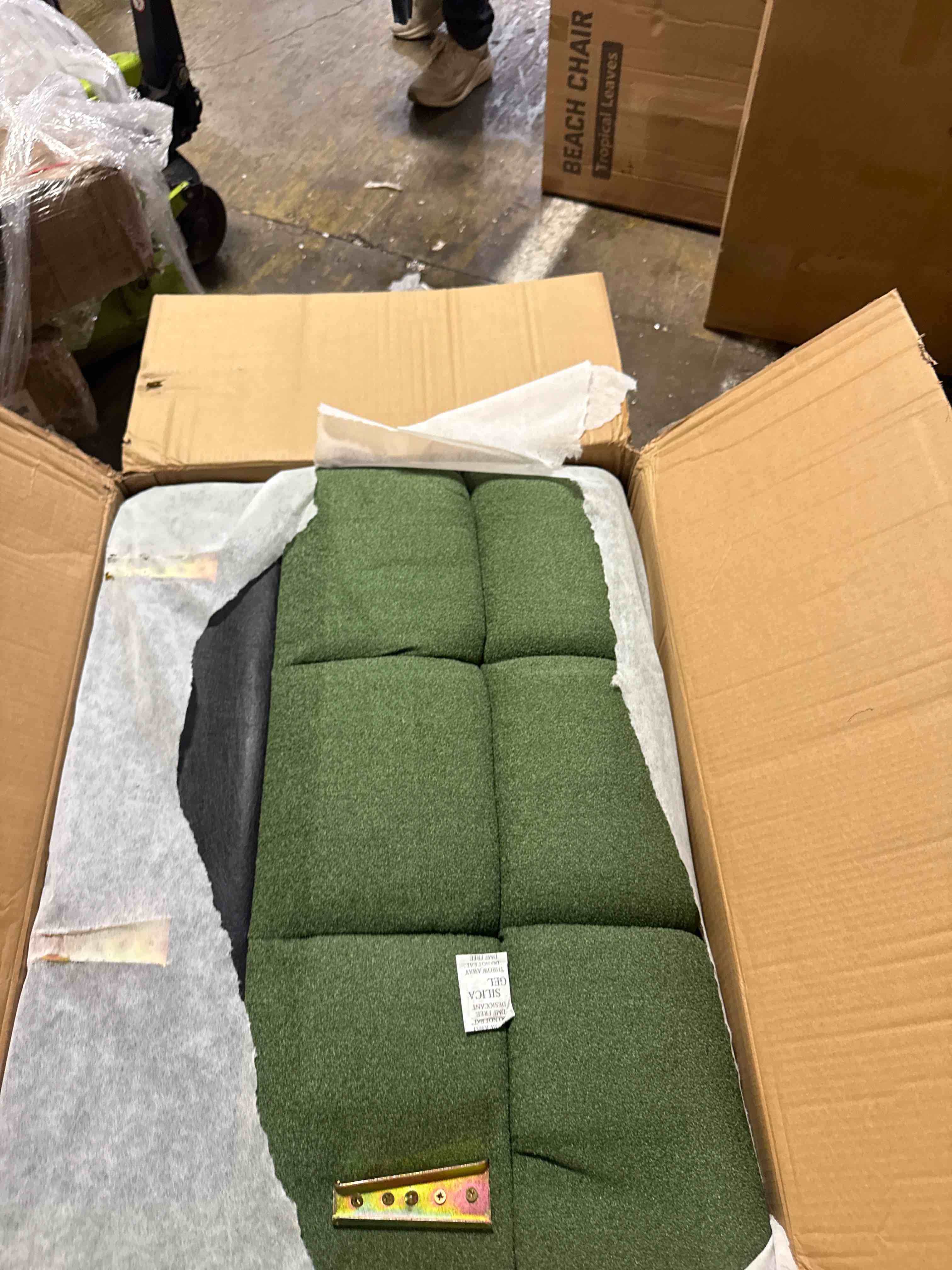 Condition photo showing As Is for tekamon 128" modular sofa couch with seat storage, chenille sofa?modern comfy 4-seater couch for living room, office, apart w/deep seat, wide armrest, usb, pockets, removable covers (armless seat only)