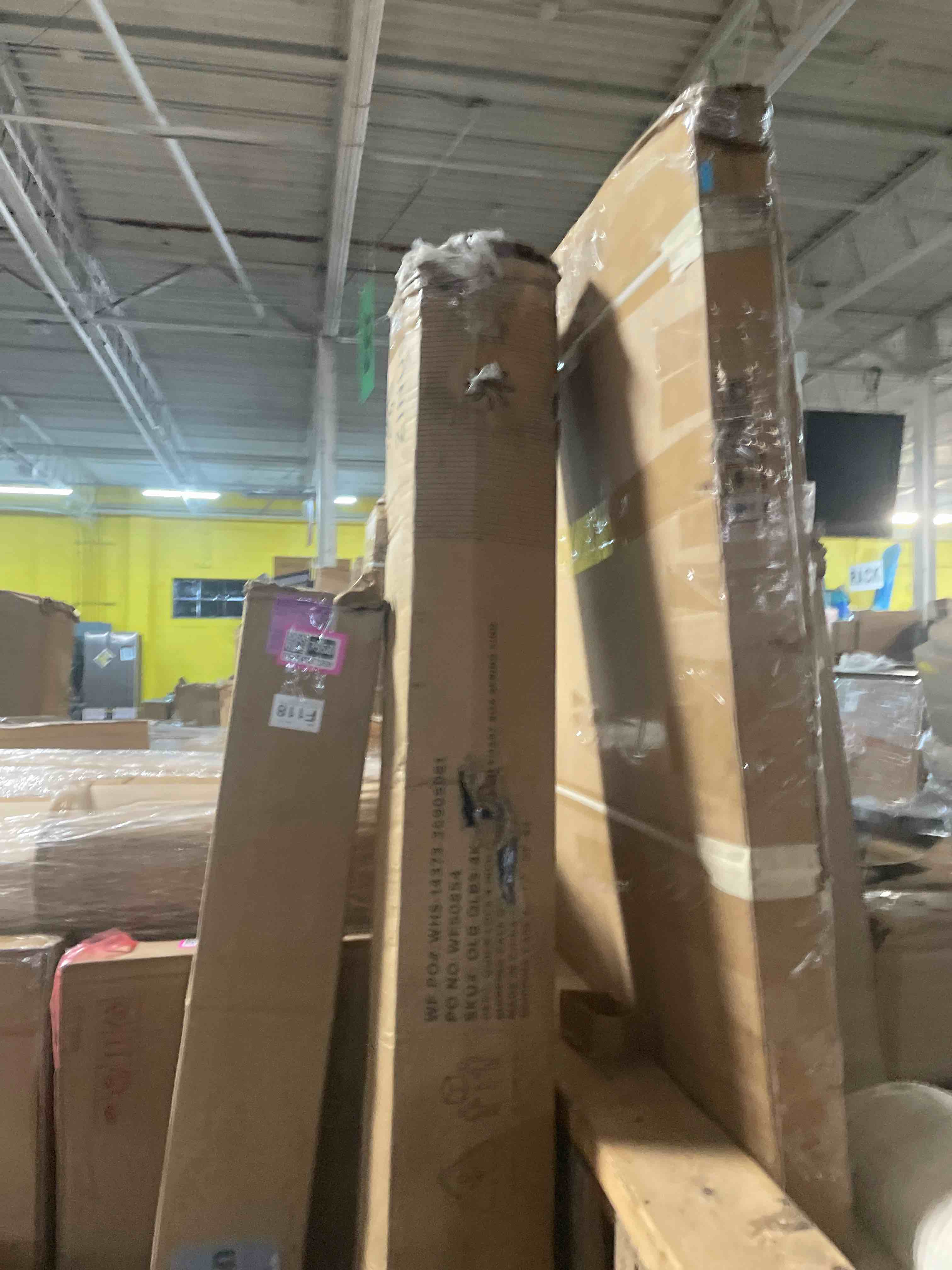 Condition photo showing As Is for shland box springs king size 4 inch high box spring strong metal frame mattress foundation with fabric cover, box spring king size bed, easy assembly
