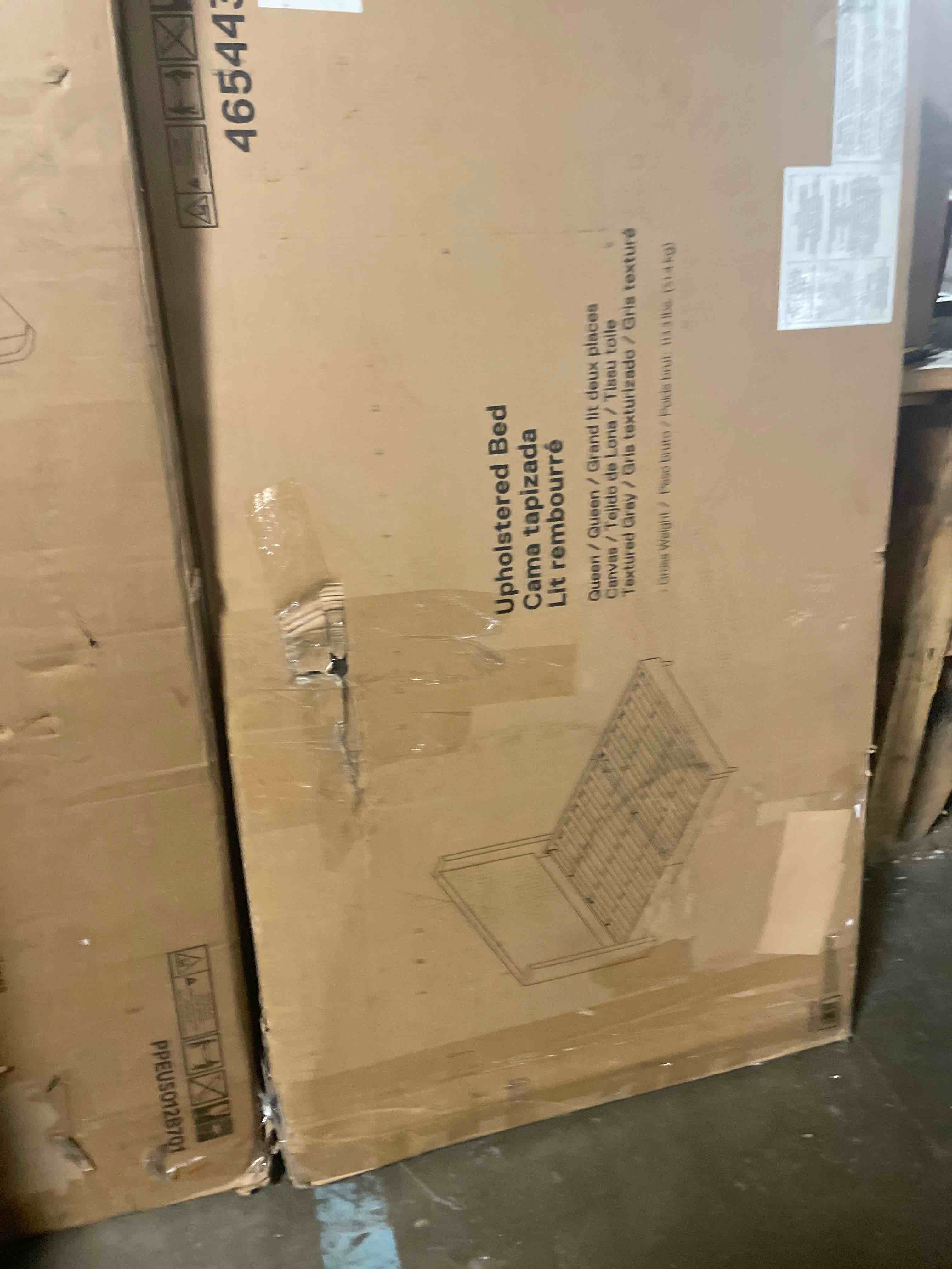 Condition photo showing Good Condition for queen 53.1" tall headboard hosford wingback bed frame upholstered platform bed with wood base no box spring needed premium boucle minimalist rusticity easy assembly no noise cream white