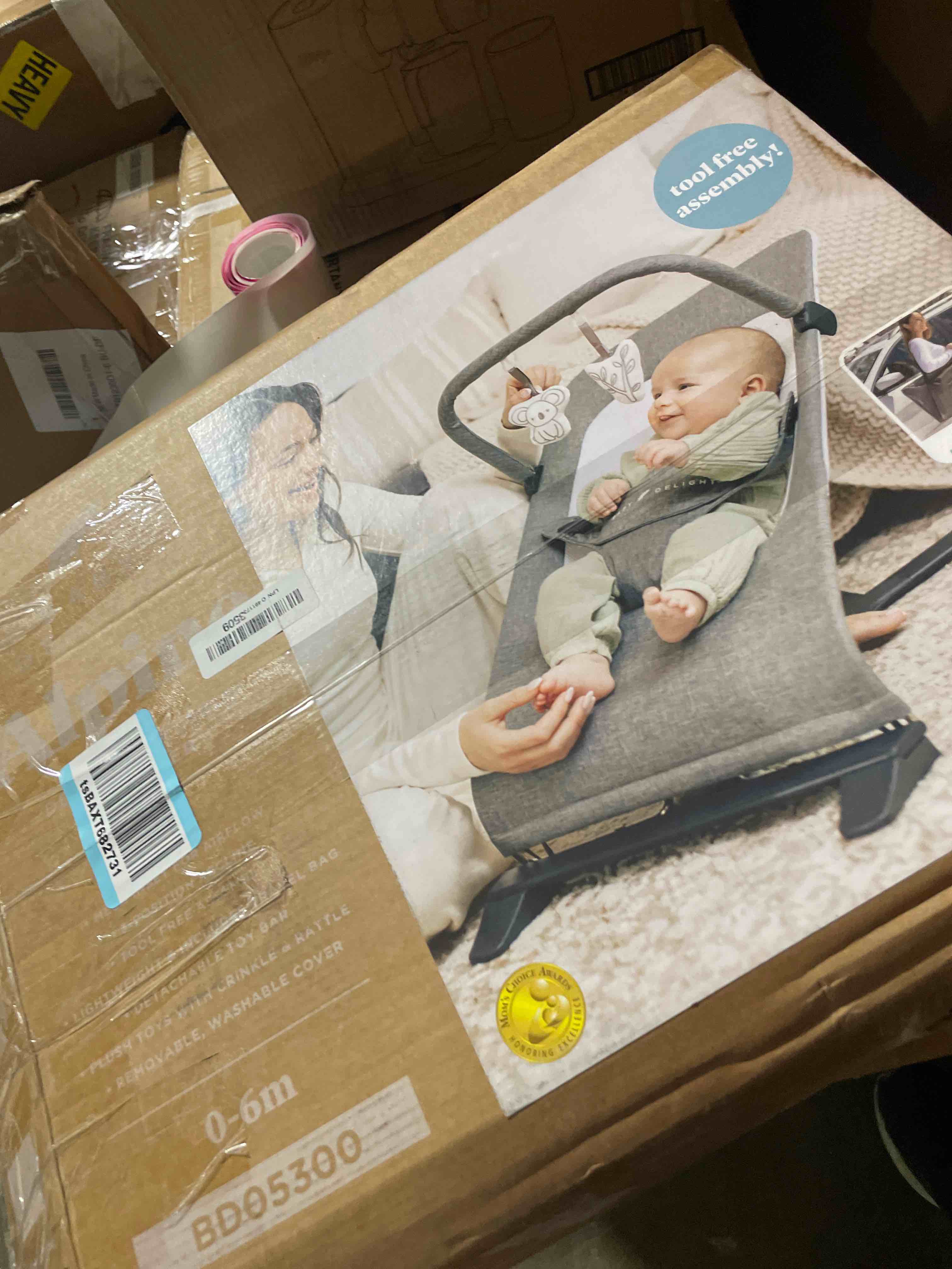 Condition photo showing Good Condition for baby delight alpine deluxe portable bouncer | infant | 0 – 6 months | charcoal tweed