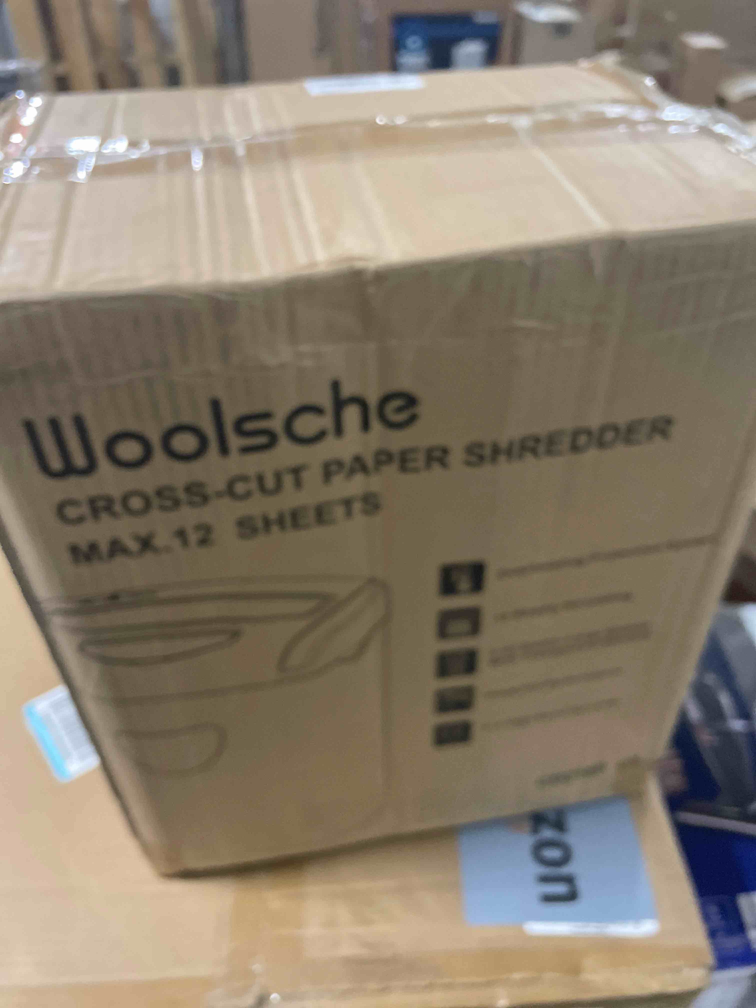 Condition photo showing New/Like New for paper shredder for home: with12 sheet cross cut,5.55-gallon basket, p-4 security,shred for cards/cds/staples/clips - jam proof system for office home