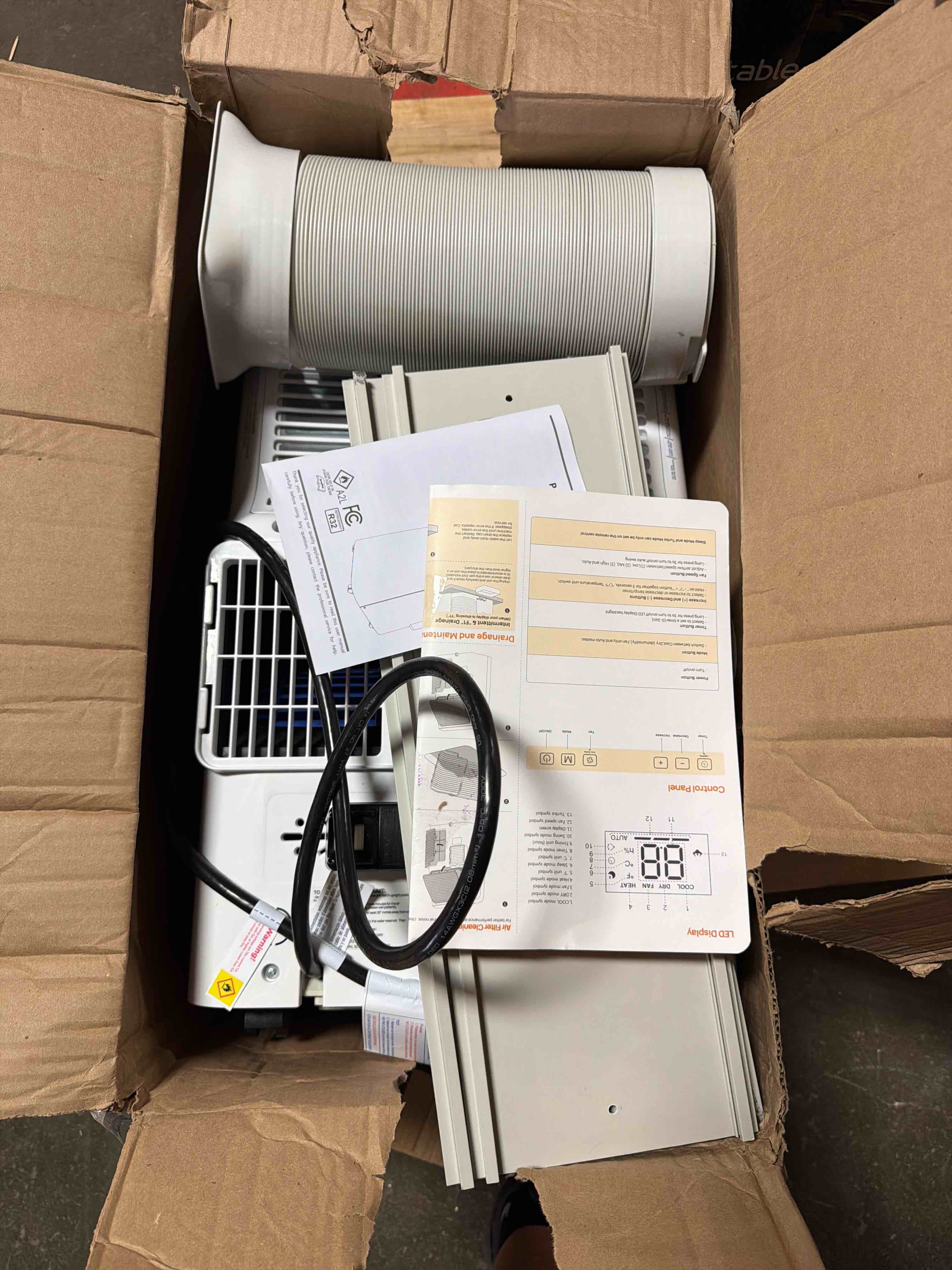 Condition photo showing As Is for 14000 btu portable air conditioners with remote control, 3-in-1 free standing cooling ac unit with fan & dehumidifier, cools room up to 700 sq.ft, smart/sleep mode,3 speed,auto swing,24h timer