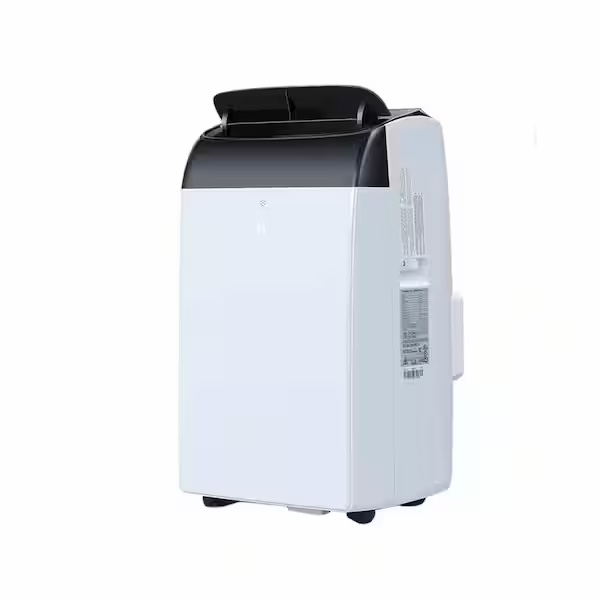 14,000 btu portable air conditioner cools 750 sq. ft with with dehumidifier and remote control in white