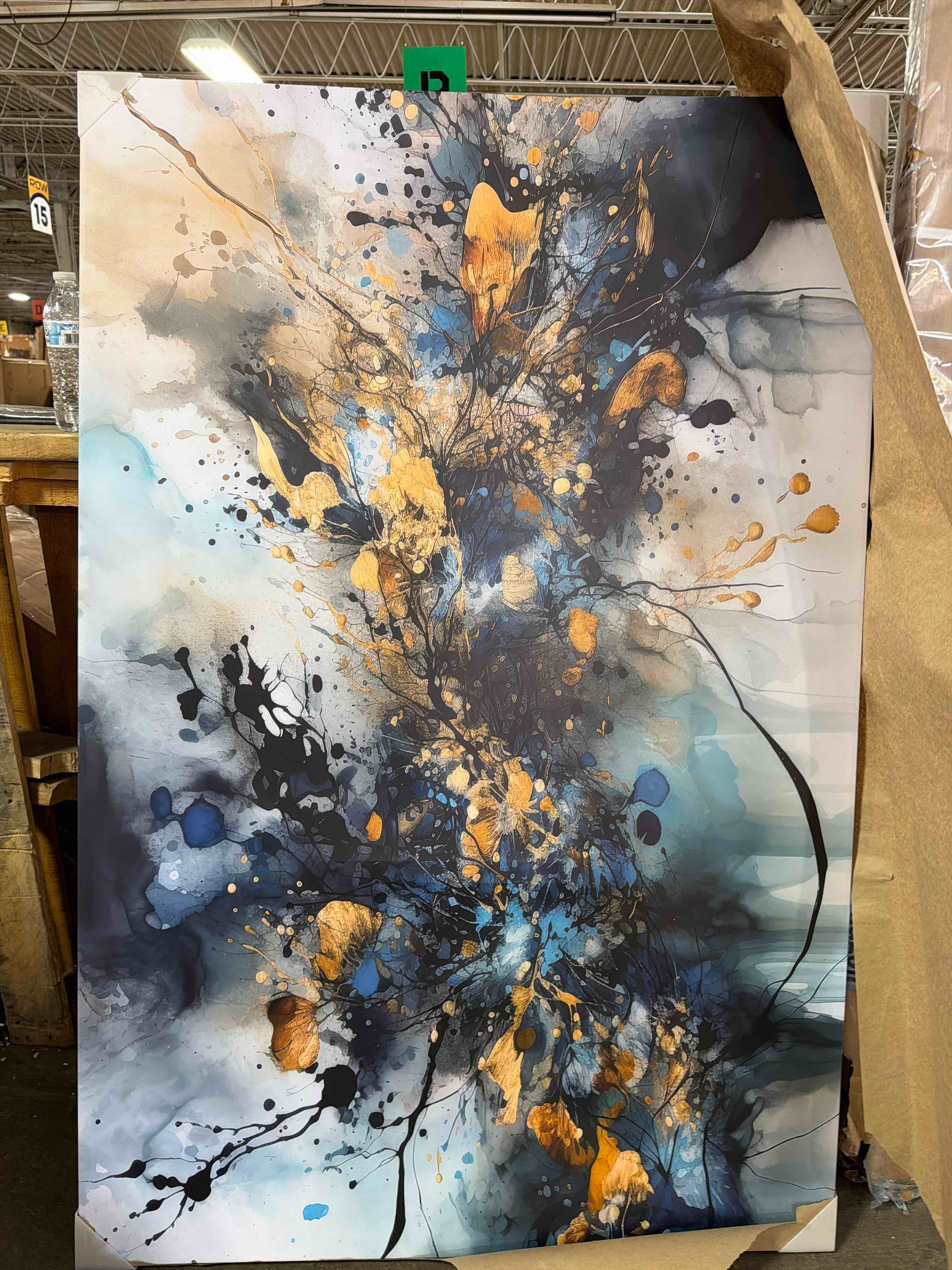 Condition photo showing New/Like New for blue gold captivating liquid ink - abstract marble wall art