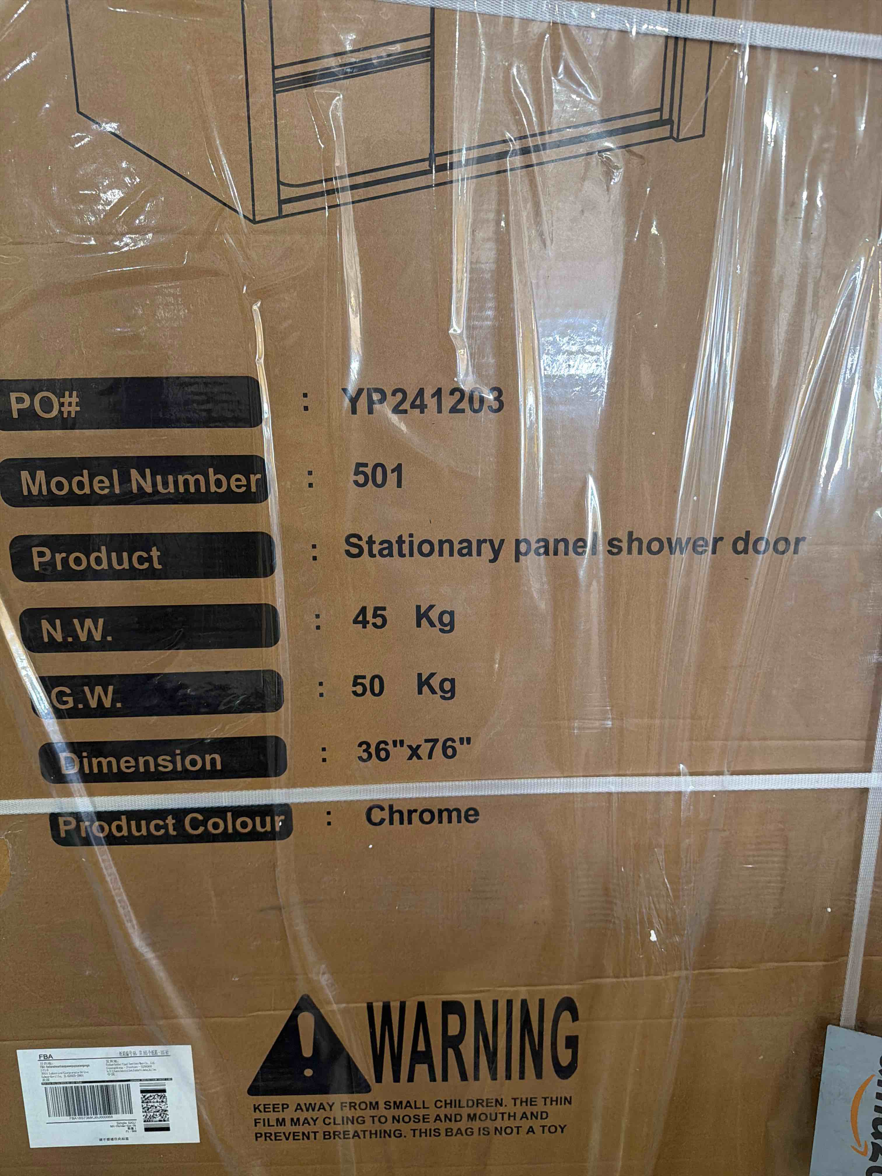 Condition photo showing New/Like New for 36" w x 76" h frameless fixed glass shower door, chrome | 3/8"(10mm) tempered glass for bathroom, shower glass panel with towel holder, reversible installation, easy-clean coating