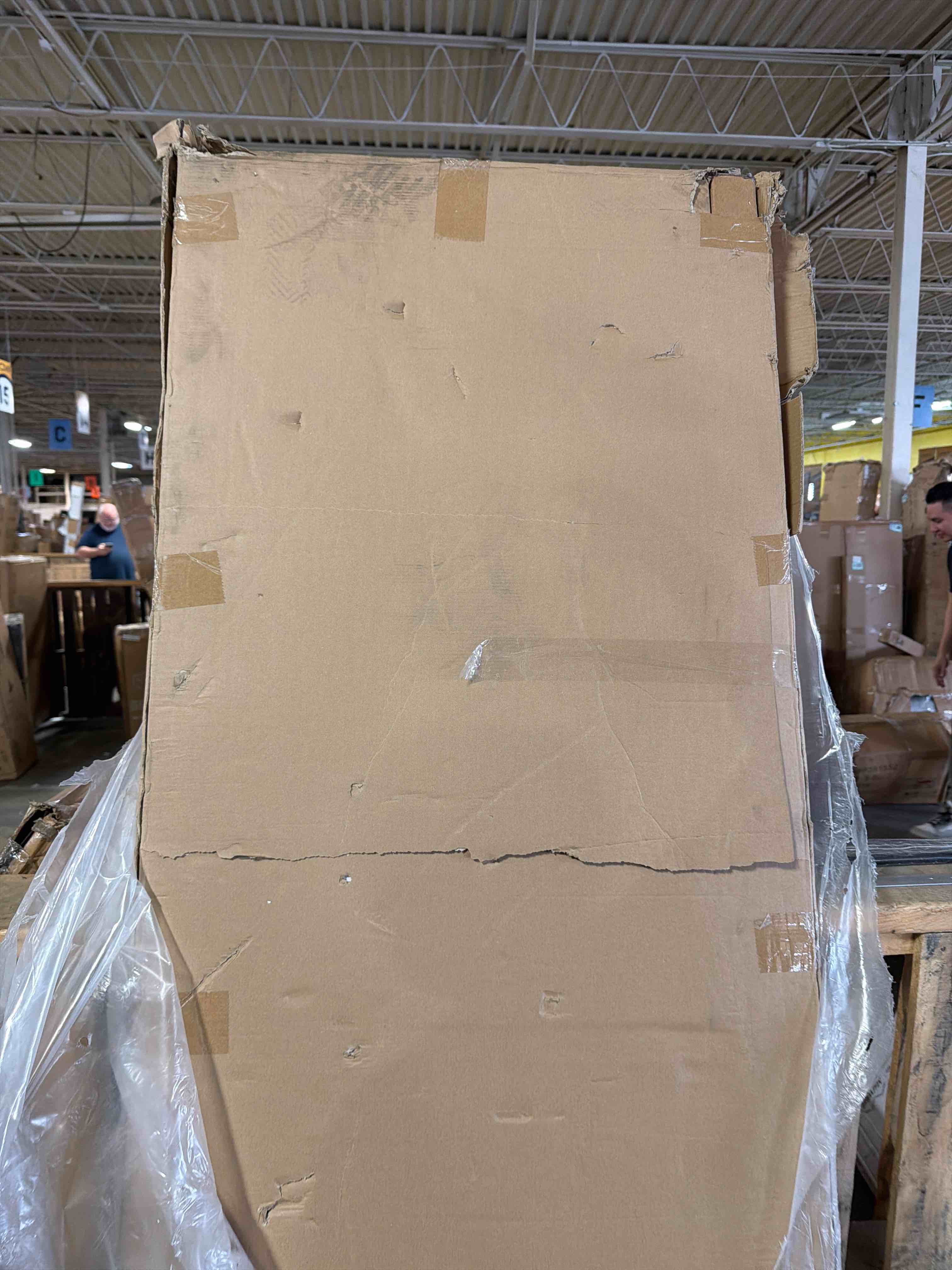Condition photo showing As Is for barnsmith 30x80 in raised 6-panel textured white primed door slab, classic style paintable hollow core interior door panel, for pocket, swing, sliding door, no pre-drilling, durable and lightweight