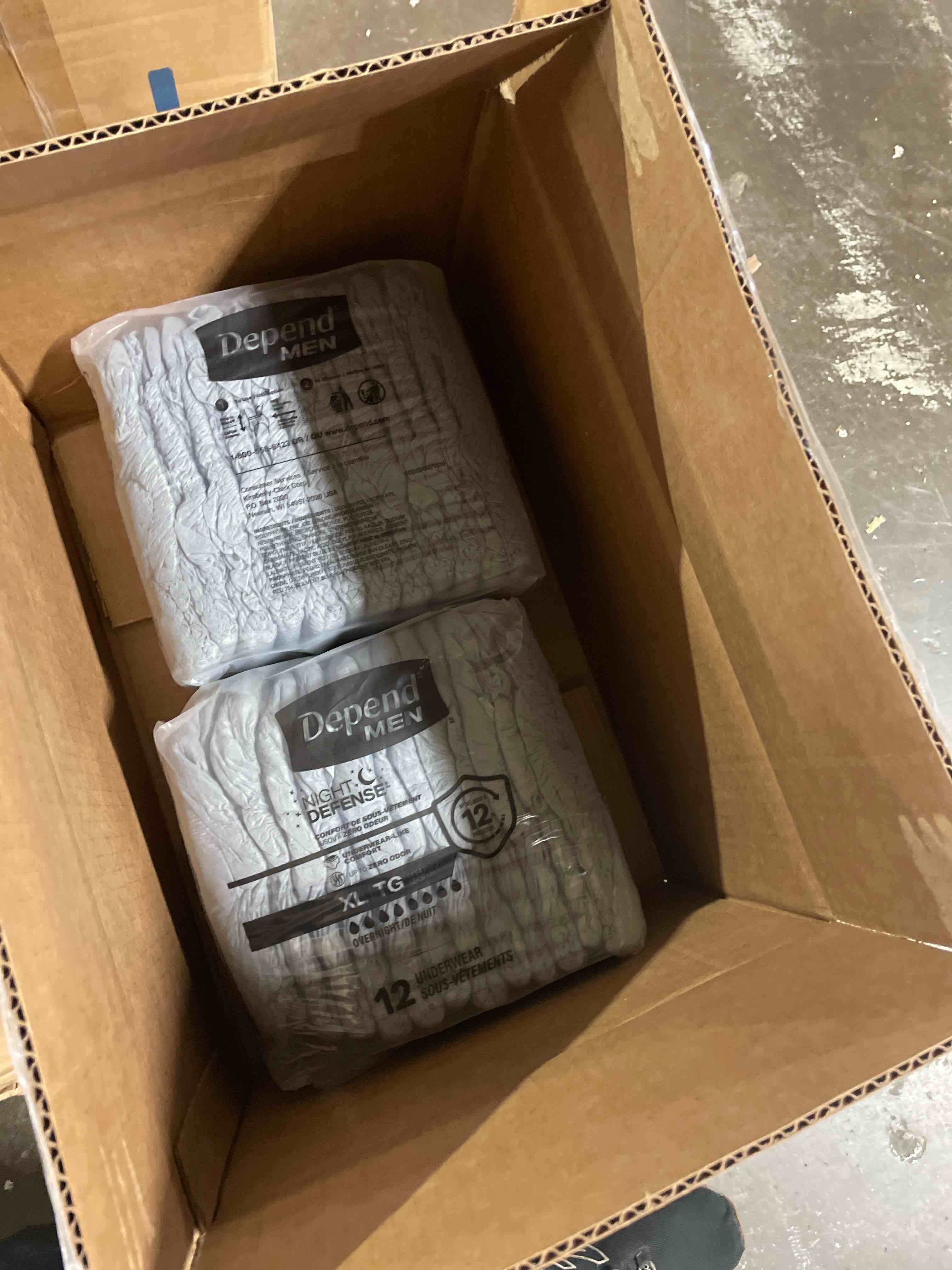 Condition photo showing New/Like New for depend night defense adult diapers, incontinence underwear for men, disposable, overnight, extra-large, grey, 20 count, packaging may vary x-large 20