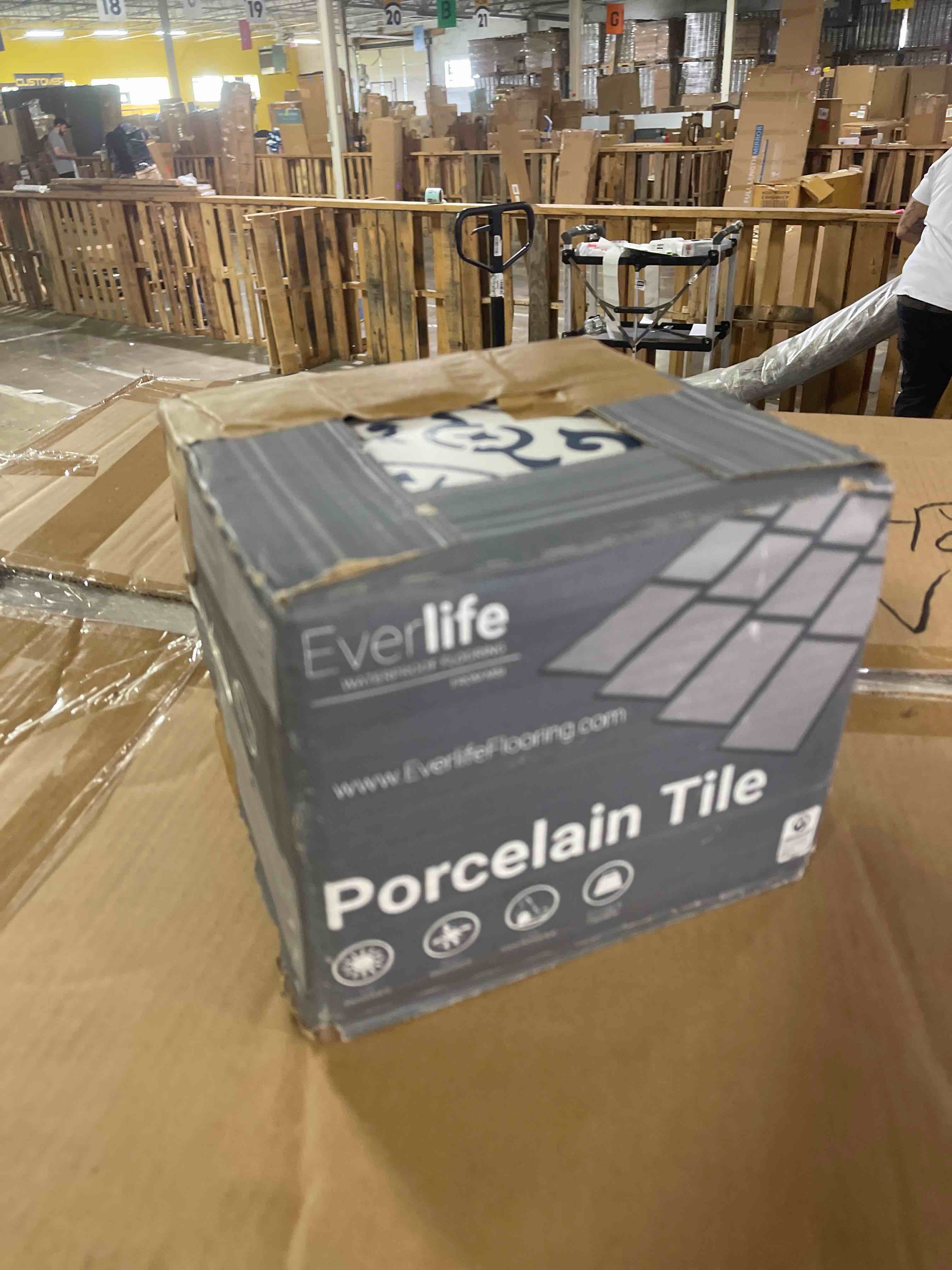 Condition photo showing New/Like New for 12 in. w x12 in.l outdoor courtyard pattern square plastic pvc interlocking flooring deck tiles(pack of 44 tiles)in gray
