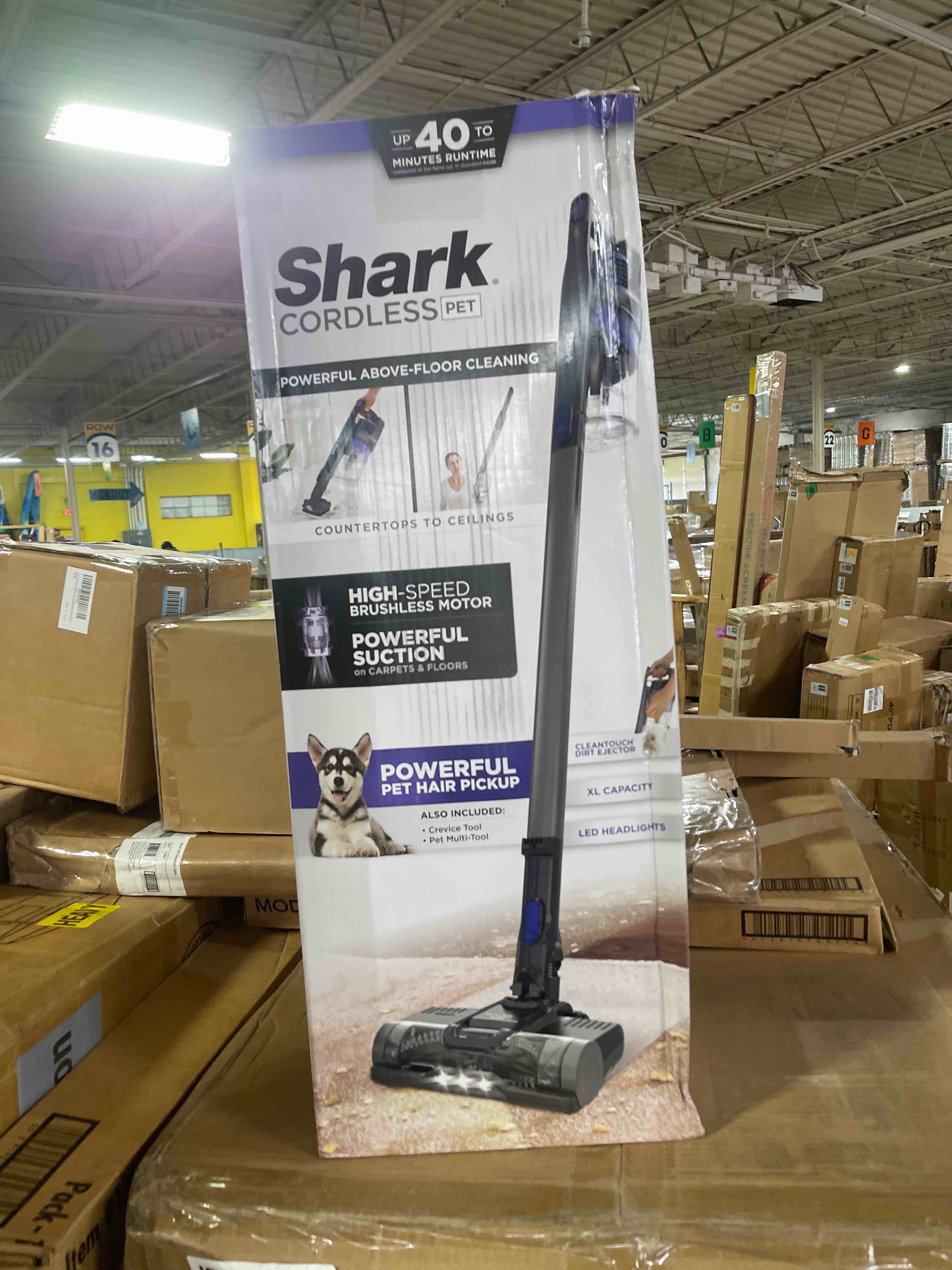 Condition photo showing New/Like New for shark | pet cordless vacuum cleaner | led headlights | removable handheld vacuum for pet hair | crevice tool & pet multi-tool included | 40min runtime | for carpet & hard floors | grey | ix141 pet cordless essential