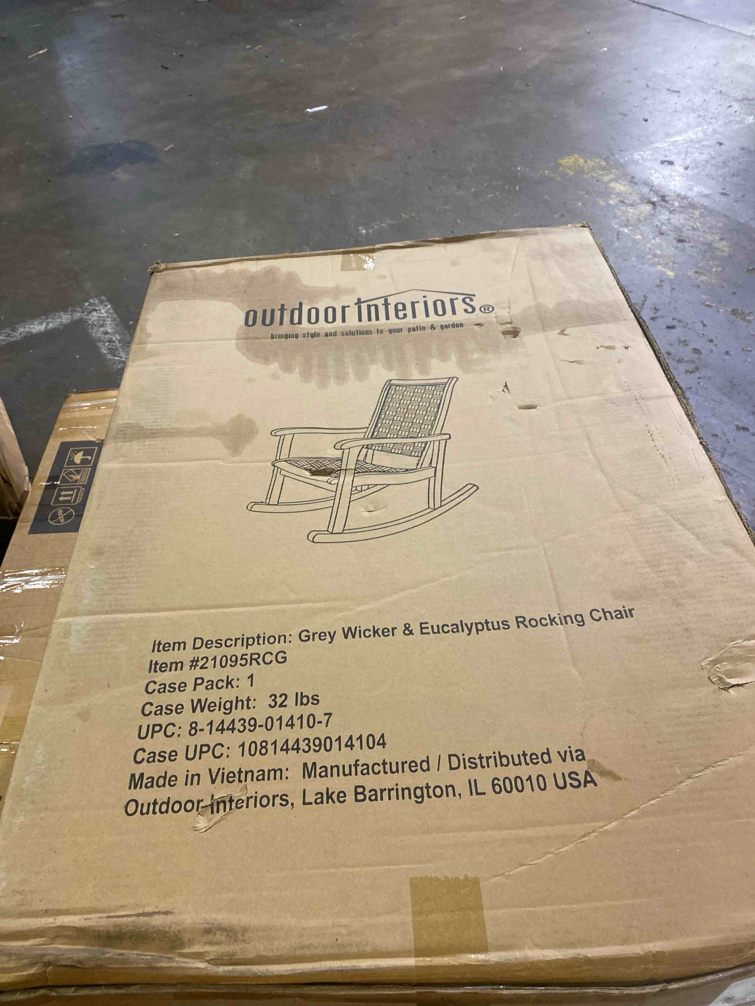 Condition photo showing New/Like New for (only 1) wicker outdoor rocking chair set of 2 for adult, dark brown | durable hdpe frame with woven seat and back, weather-resistant, ideal for porch, patio, garden, lawn, balcony and outdoor use