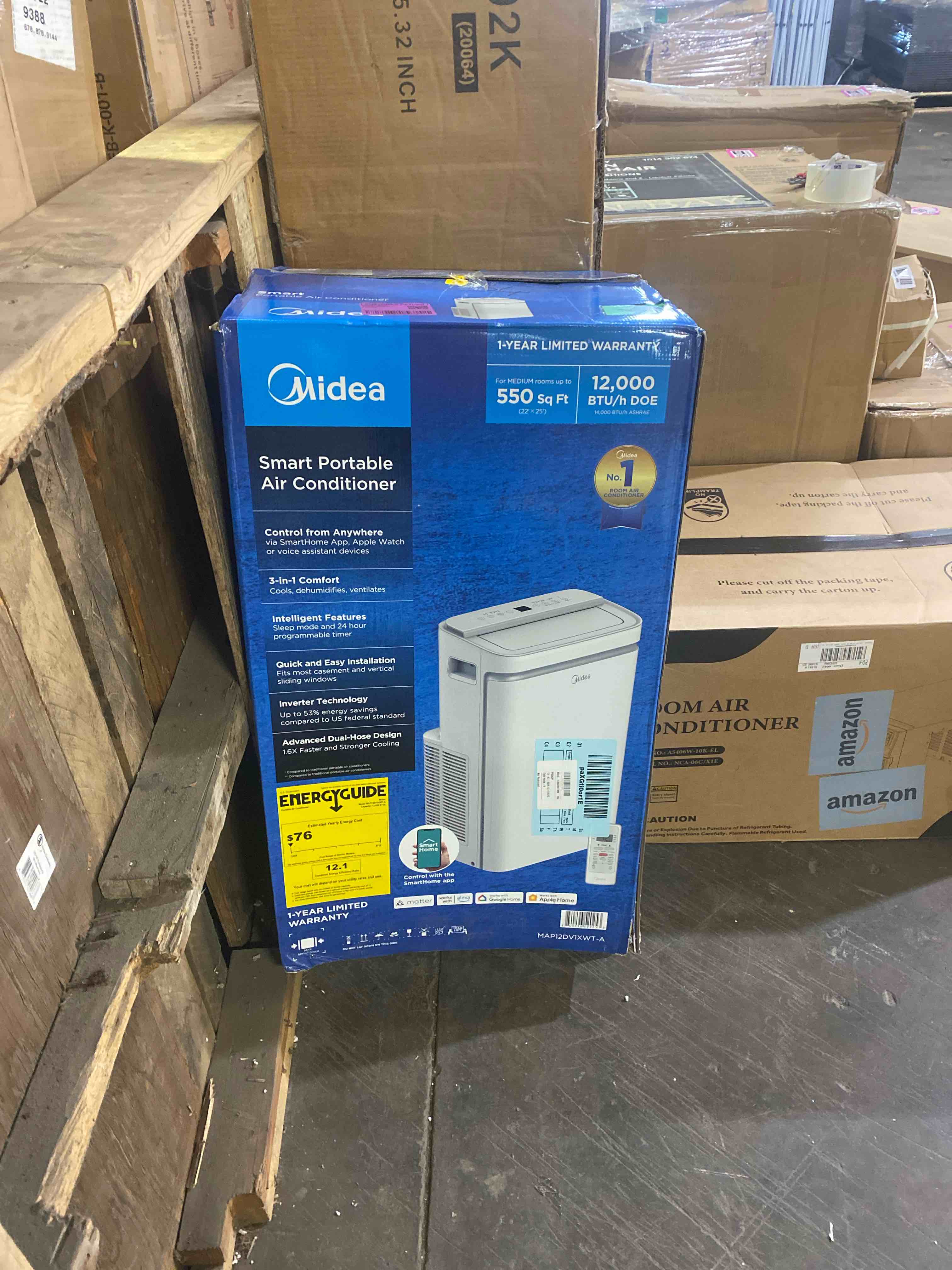 Condition photo showing Good Condition for midea 12,000 btu ashrae (8,000 btu doe/sacc) portable air conditioner, cools up to 350 sq.ft., with dehumidifier & fan mode, control with remote, amazon alexa & google assistant, 2026 new