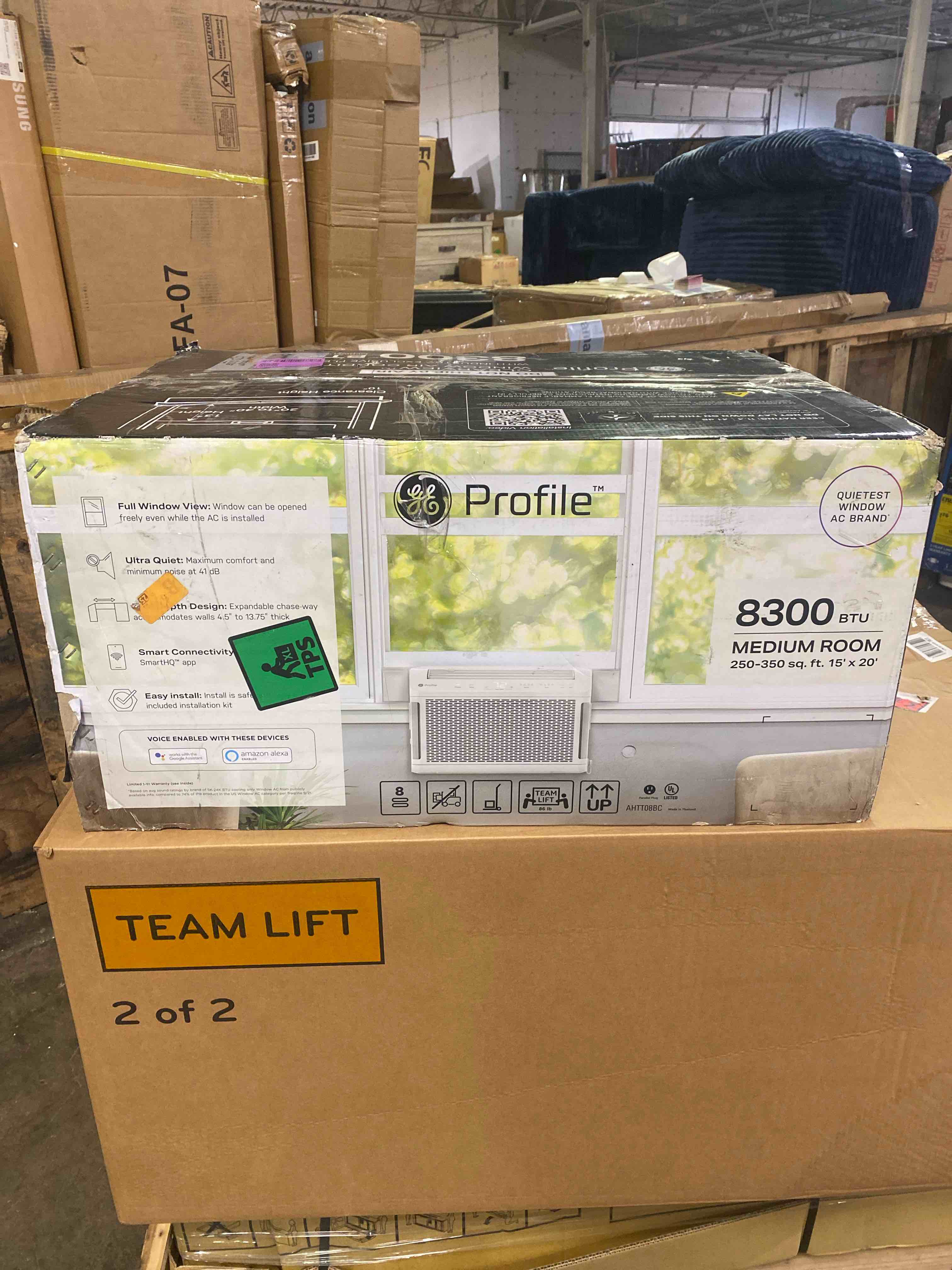 Condition photo showing Good Condition for ge profile clearview window air conditioner unit, 8,300 btu, energy efficient cooling up to 350 sq ft., ultra quiet, smart home capable, includes remote, white