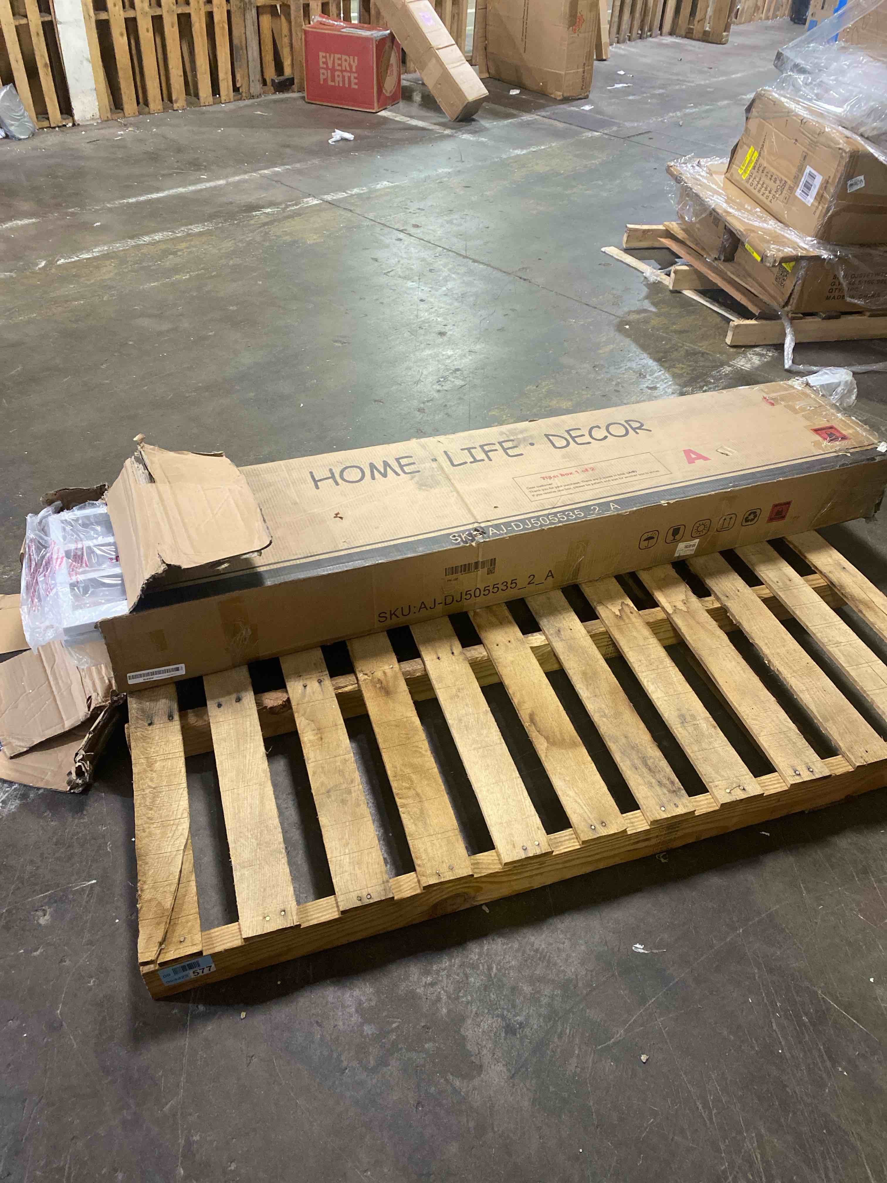 Condition photo showing New/Like New for (2 boxes) similar size loft bed with l shaped desk and wardrobe, metal loft bed frame with stairs, 3 fabric drawers, led lights & charging sation, no noise & no box spring needed, white