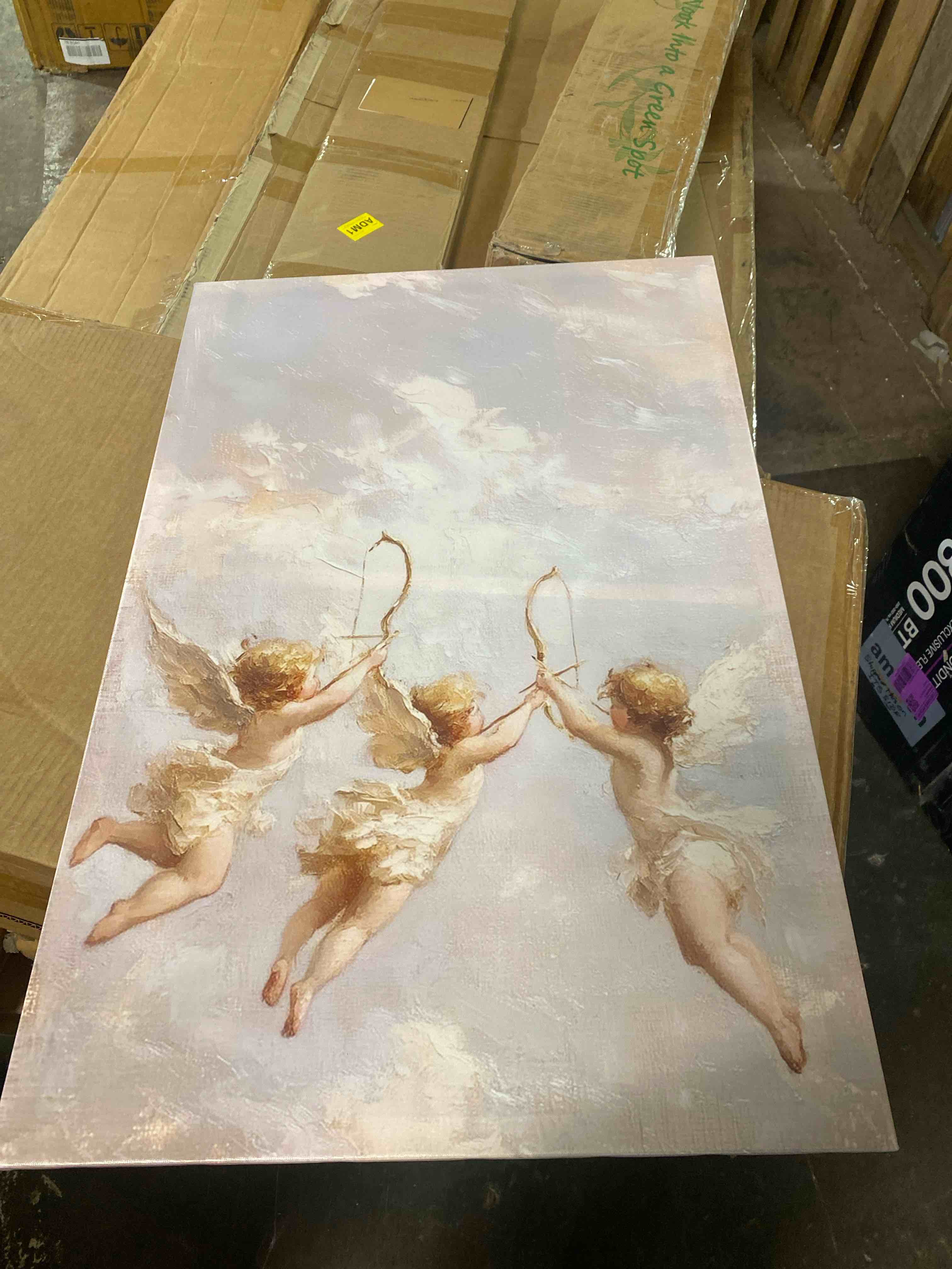 Condition photo showing New/Like New for vintage cherub cupid angel wall art (framed,24×36 inch) | romantic rococo wall art,for living room bedroom bathroom dining room office etc wall decor