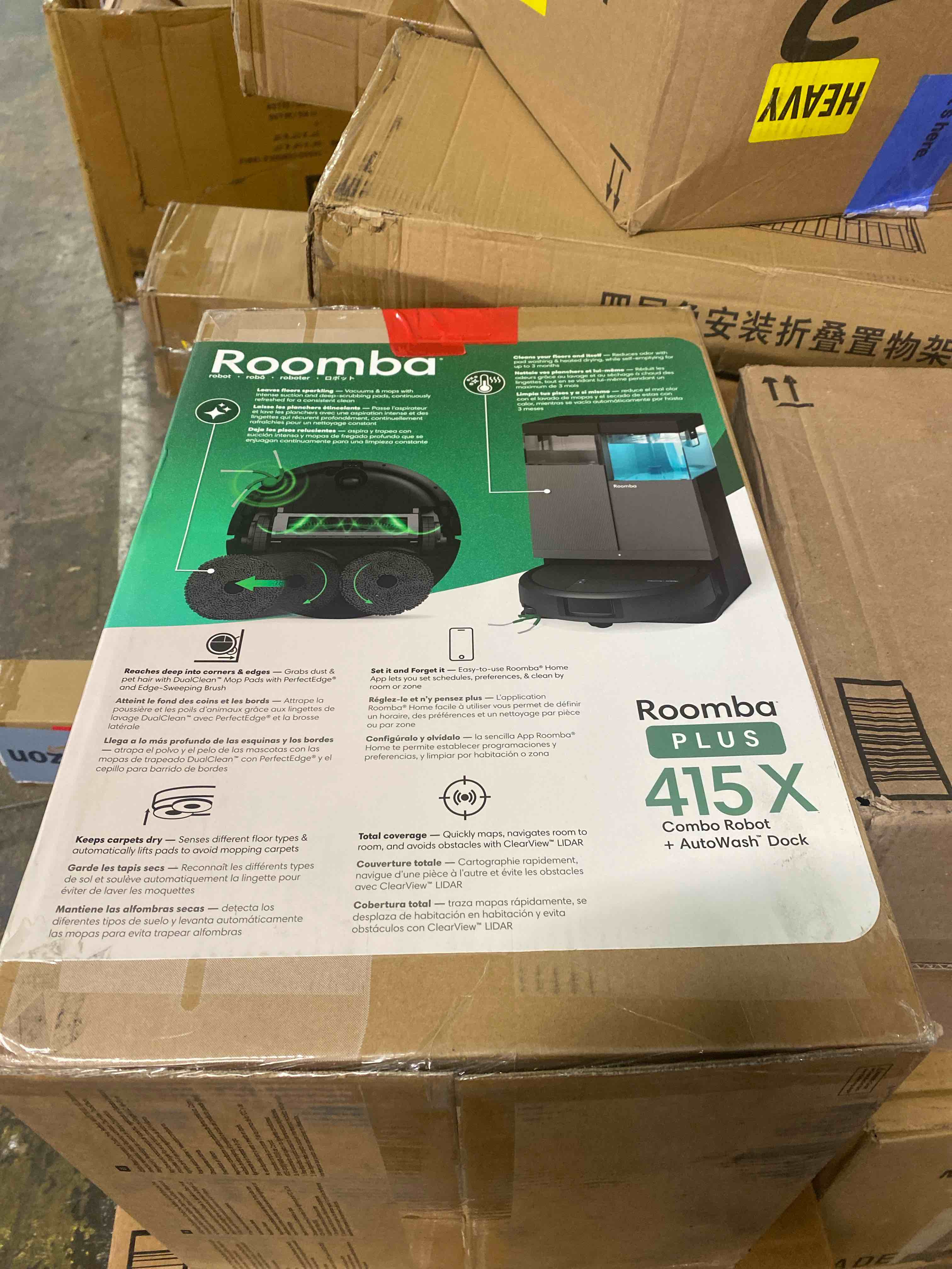 Condition photo showing New/Like New for bundle of irobot roomba plus 405 (g181) combo robot vacuum & mop with autowash dock amazon exclusive + irobot® roomba® authentic replacement parts robot replenishment kit
