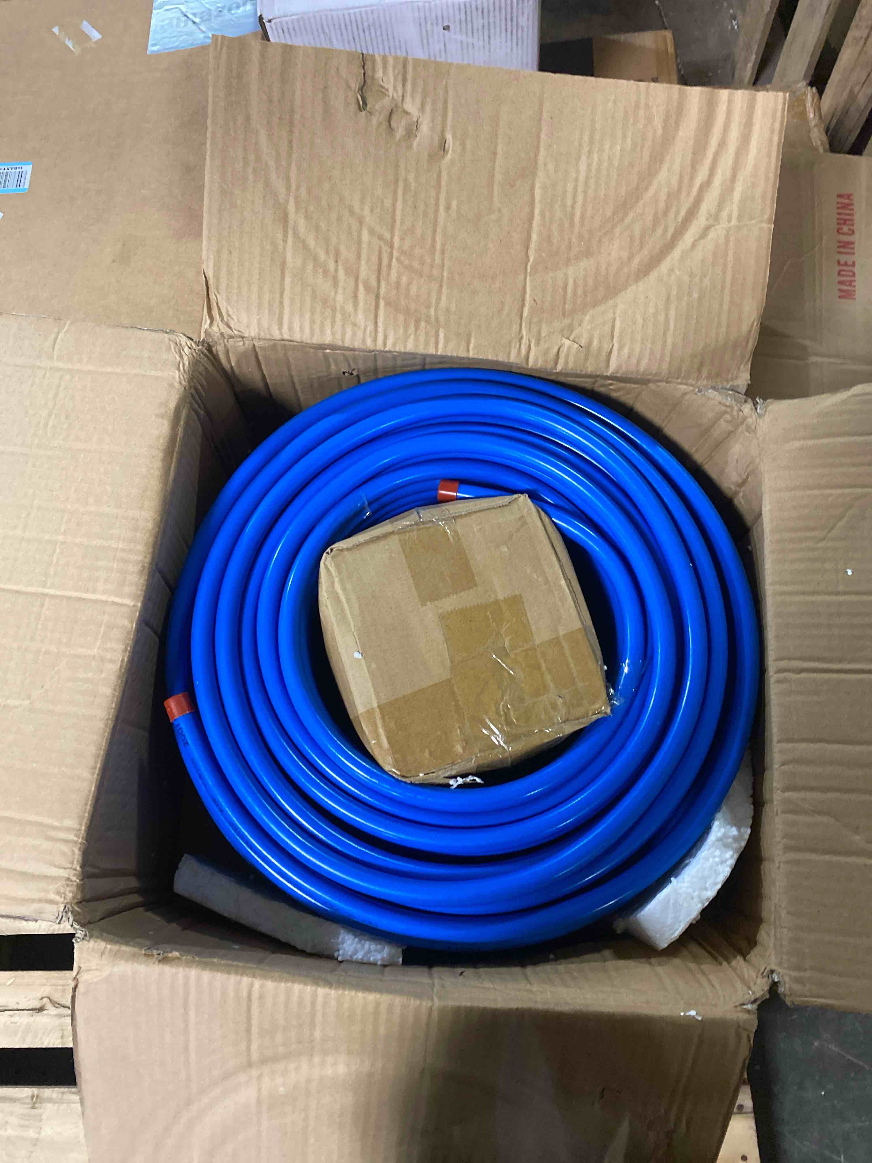 Condition photo showing New/Like New for compressed air line kit, 3/4 inch id x 100ft hdpe-aluminum compressed air piping system, garage air compressor line kit accessories for shop | 200 psi | 90pcs