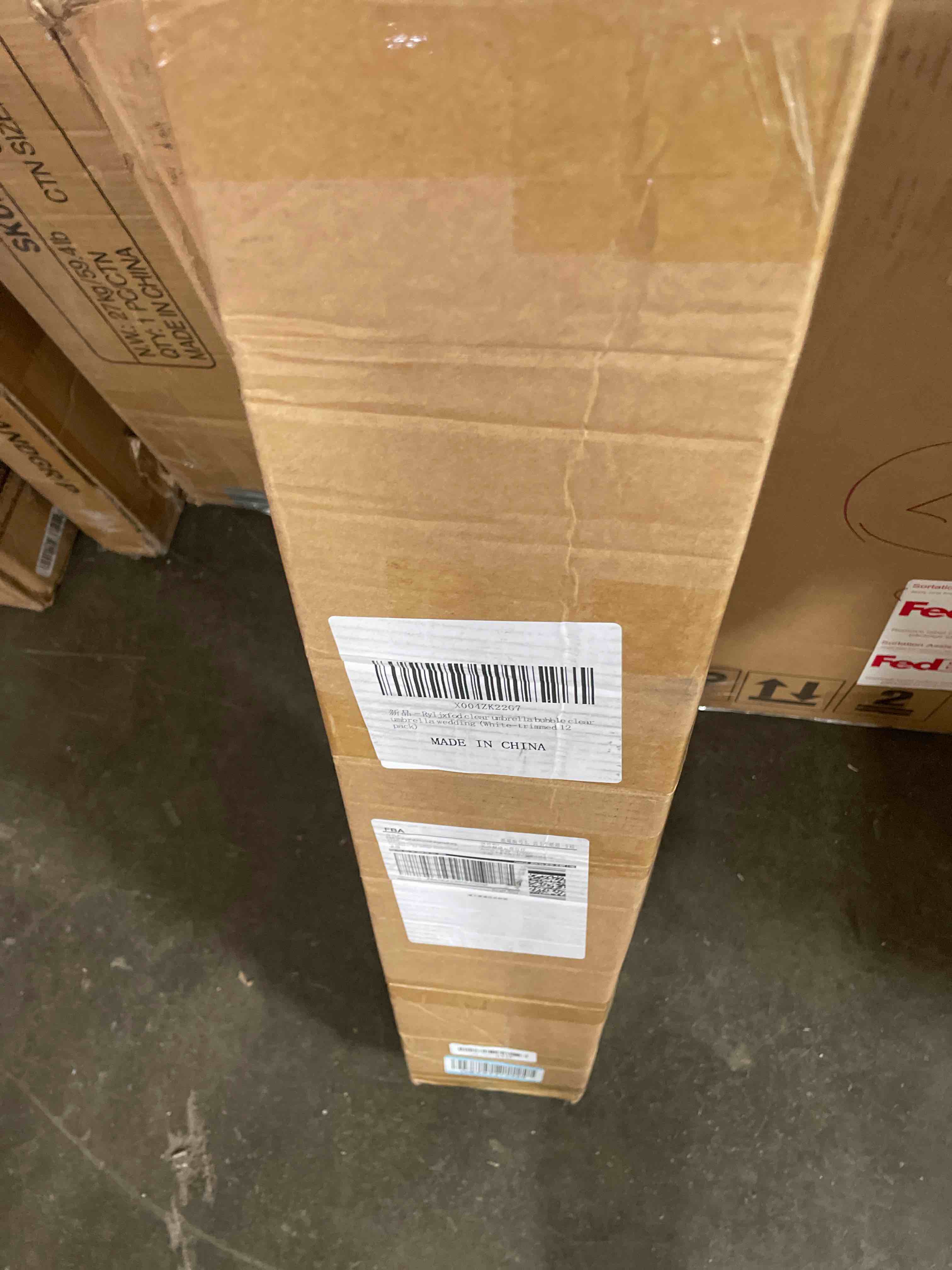 Condition photo showing New/Like New for clear wedding umbrellas for guests 12 pack bulk, 46in dome wholesale | transparent poe material for rain protection wholesale lot for events white-trimmed 12 pack