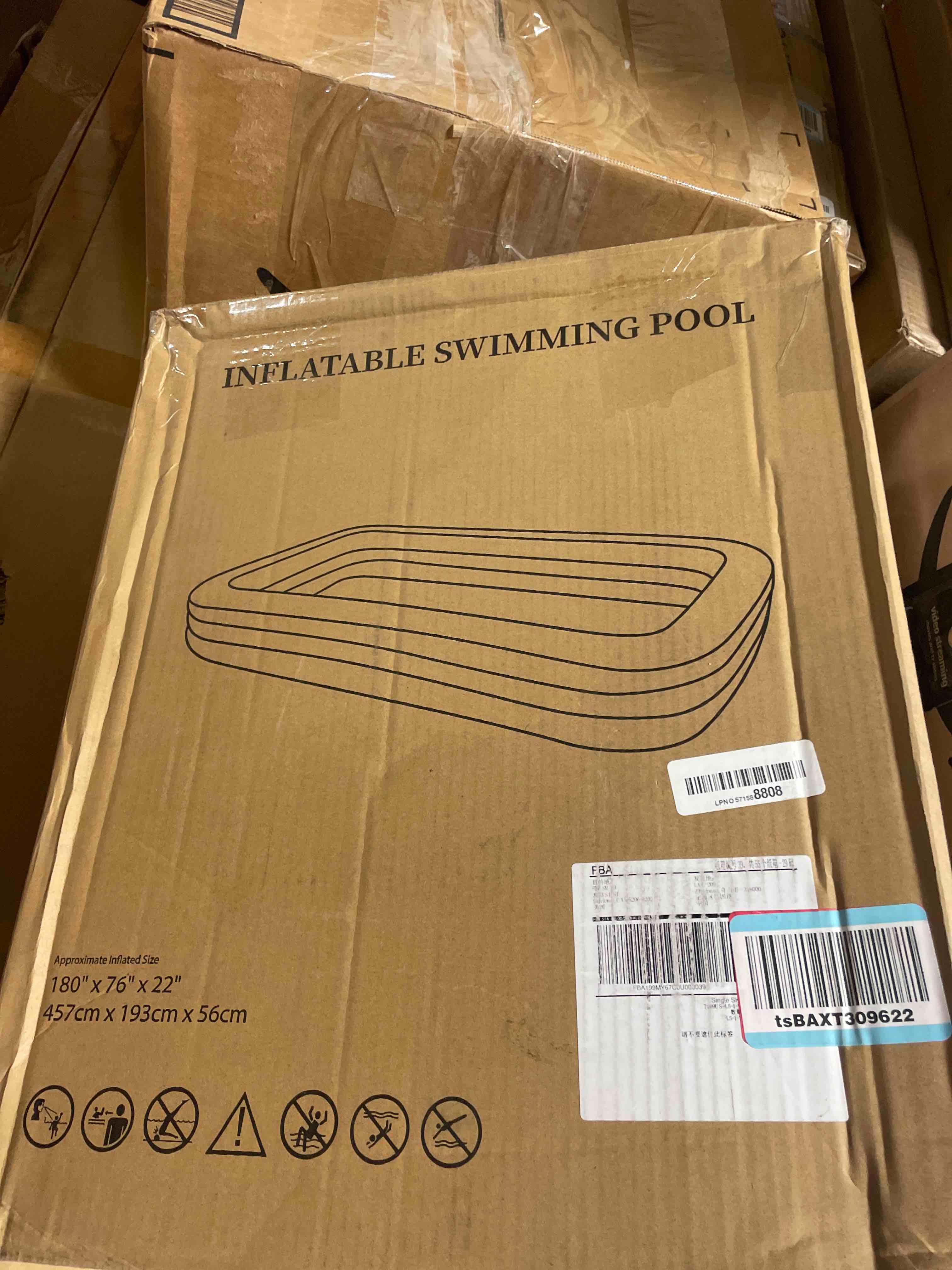 Condition photo showing New/Like New for extra large inflatable swimming pool for adults - 180'' x 76'' x 22'' extra large blow-up pool oversized thickened family with pump, 15ft extra long inflatable pools for backyard, easy set big pool deep blue