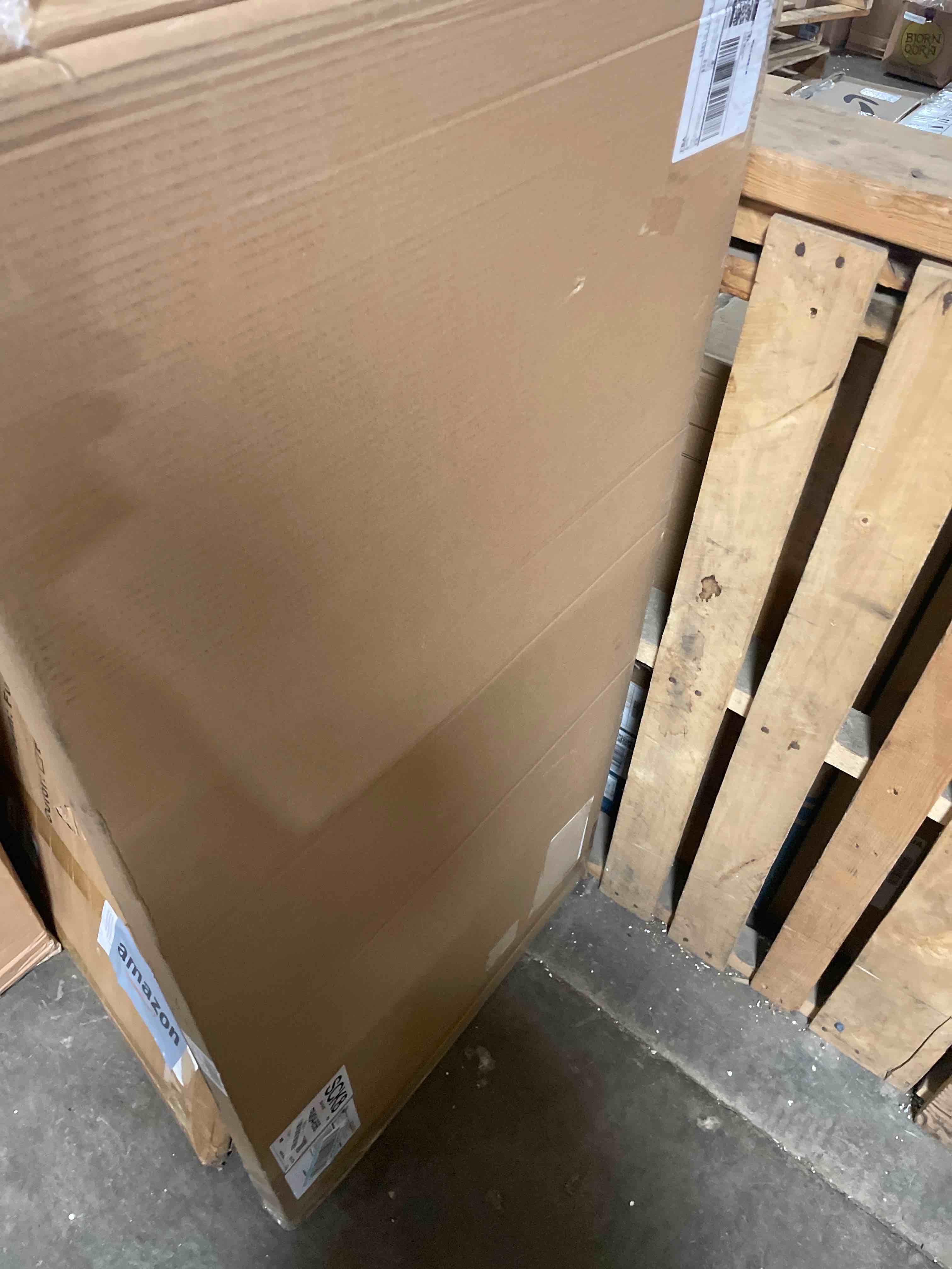 Condition photo showing New/Like New for 4-piece wood slat wall panel for interior wall decor noise cancelling 47.2" x 23.6" peel and stick acoustic decorative 3d sound absorbing wall paneling, walnut walnut 4pcs - 47.2" x 23.6"