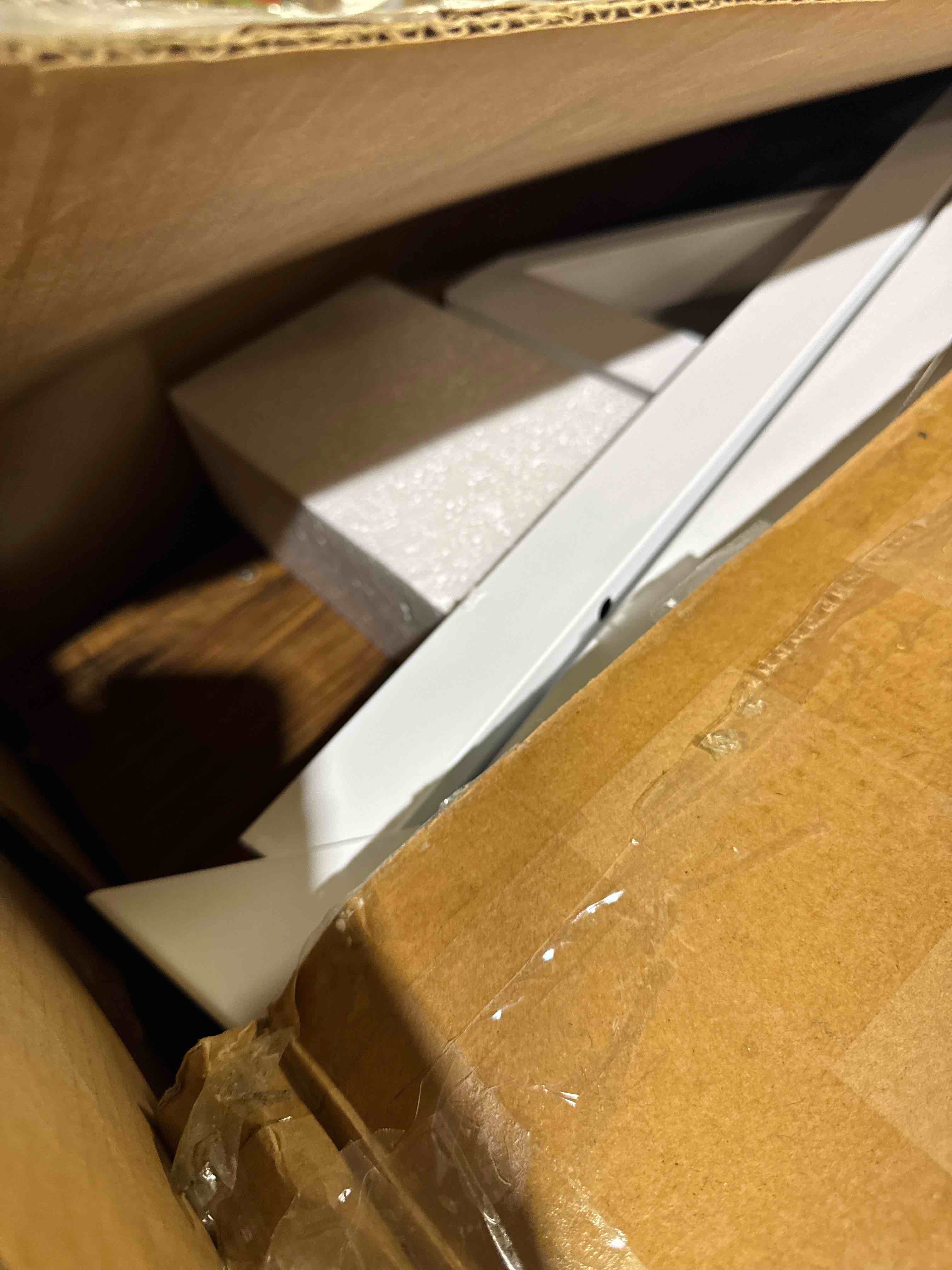 Condition photo showing As Is for tribesigns 78.74-inch large executive desk, industrial home office computer desk, simple long writing study table business furniture ( similar) (white vase, oak table top)see pics