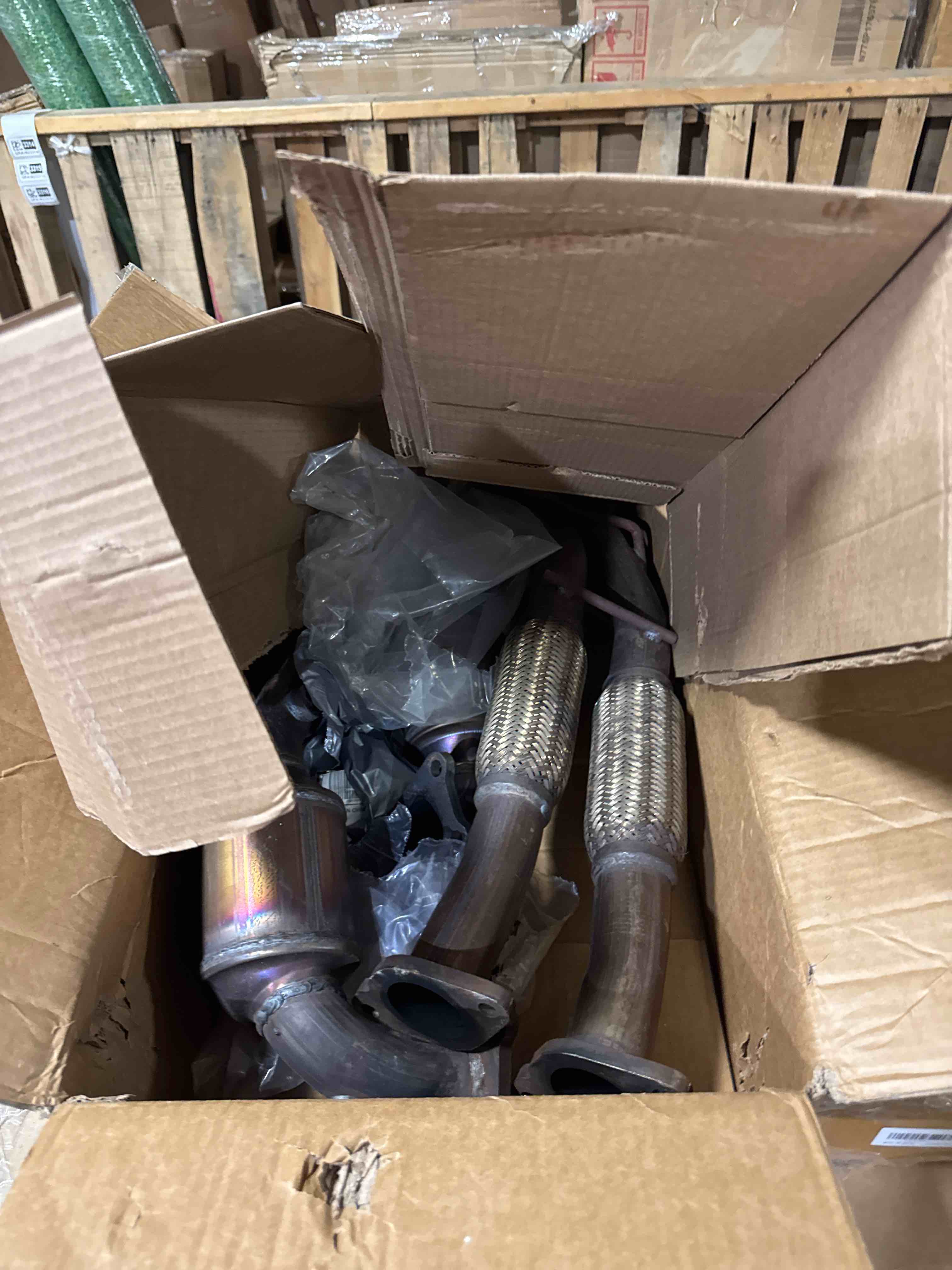 Condition photo showing As Is for left & right & rear catalytic converter compatible with 2004 2005 2006 2007 2008 nissan maxima, 2002-2006 nissan altima, 2004-2009 nissan quest 3.5l direct fit catalytic convertor