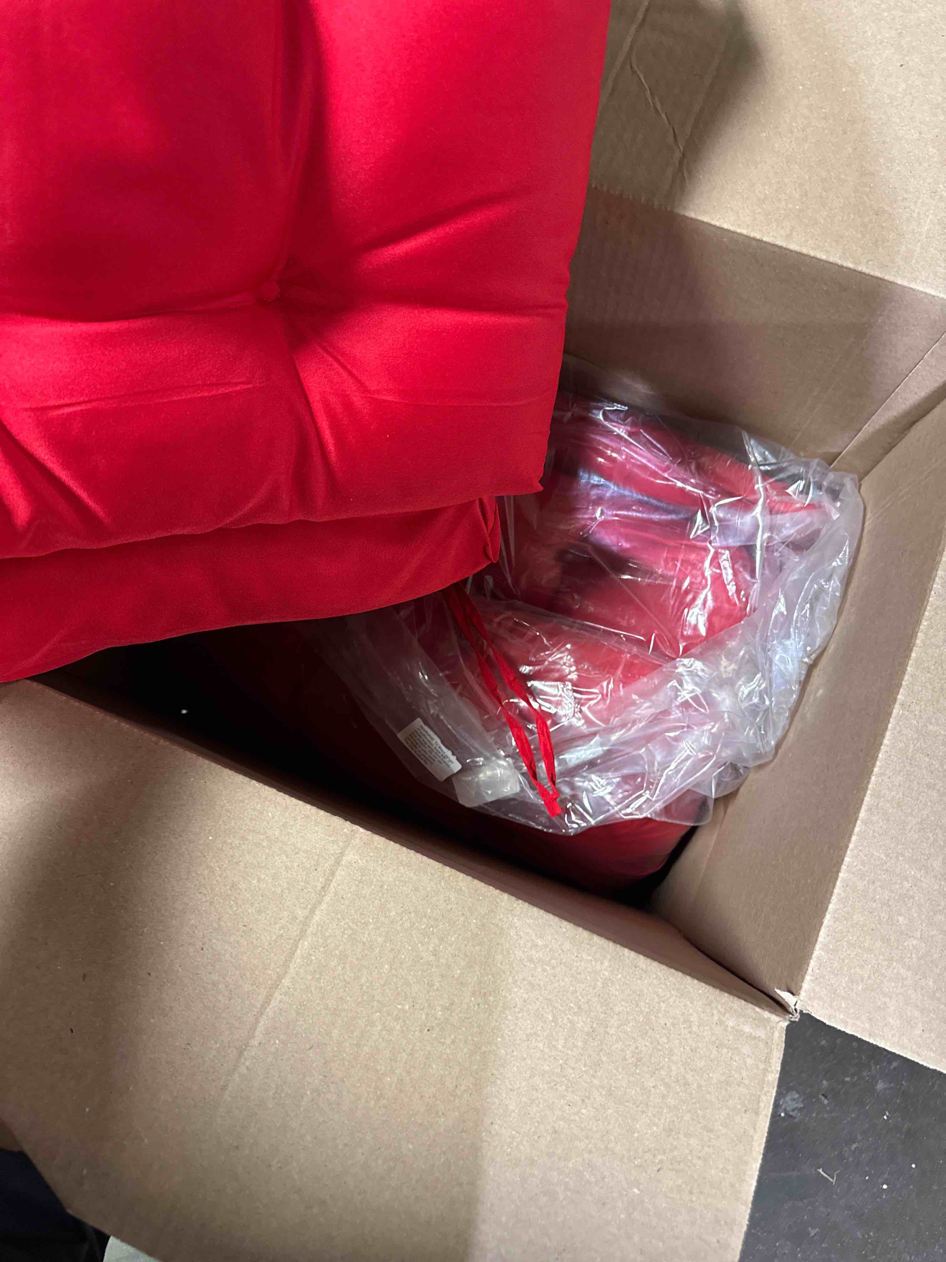 Condition photo showing New/Like New for barydat 4 pack high back chair cushion indoor outdoor tufted seat and back chair rocking pads lounge porch seat cushion with ties for patio furniture, 43.4 x 21 x 3.3 inch (red) red 4