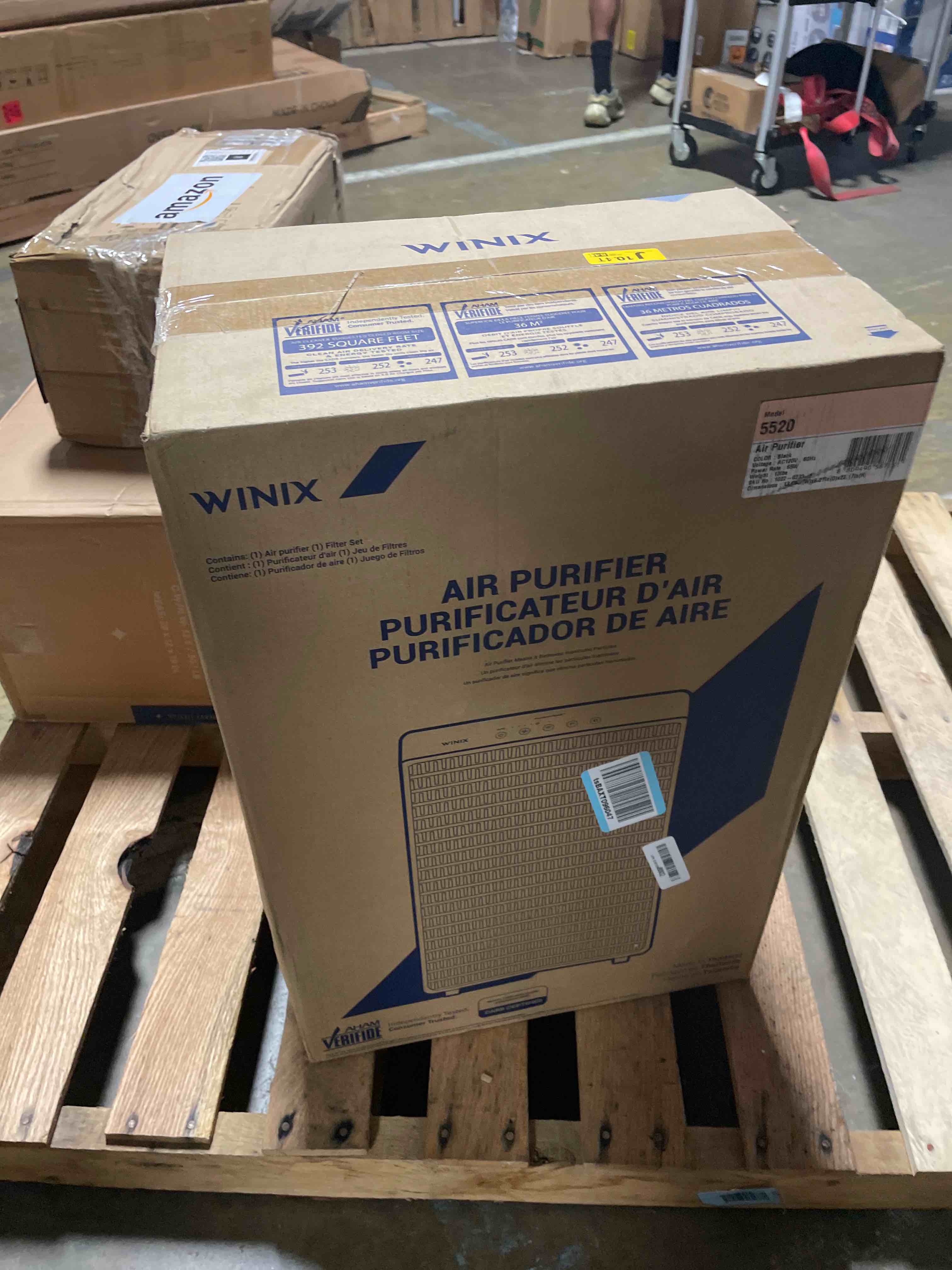 Condition photo showing New/Like New for winix 5520 air purifier for home large room up to 1882 ft² in 1 hr with air quality monitor, true hepa, high deodorization carbon filter and auto mode, captures pet allergies, smoke, dust. black air purifier